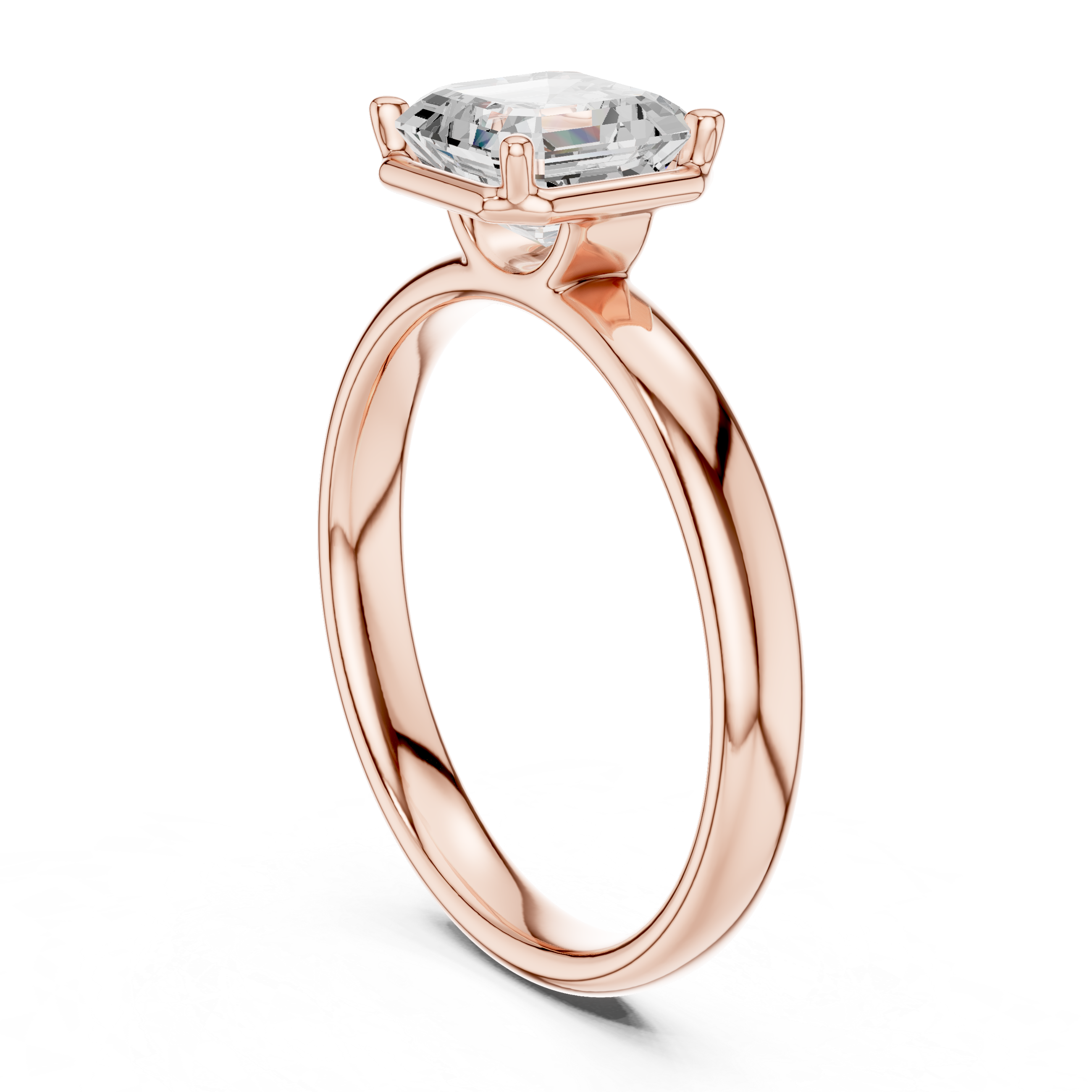 Asscher Cut Solitaire Engagement Ring with Sculpted Band