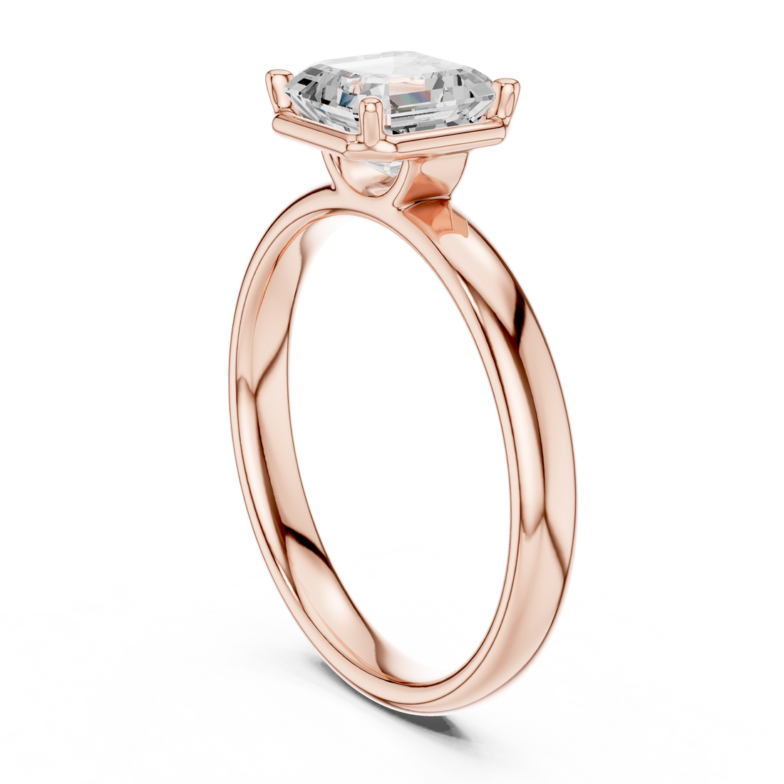 Asscher Cut Solitaire Engagement Ring with Sculpted Band