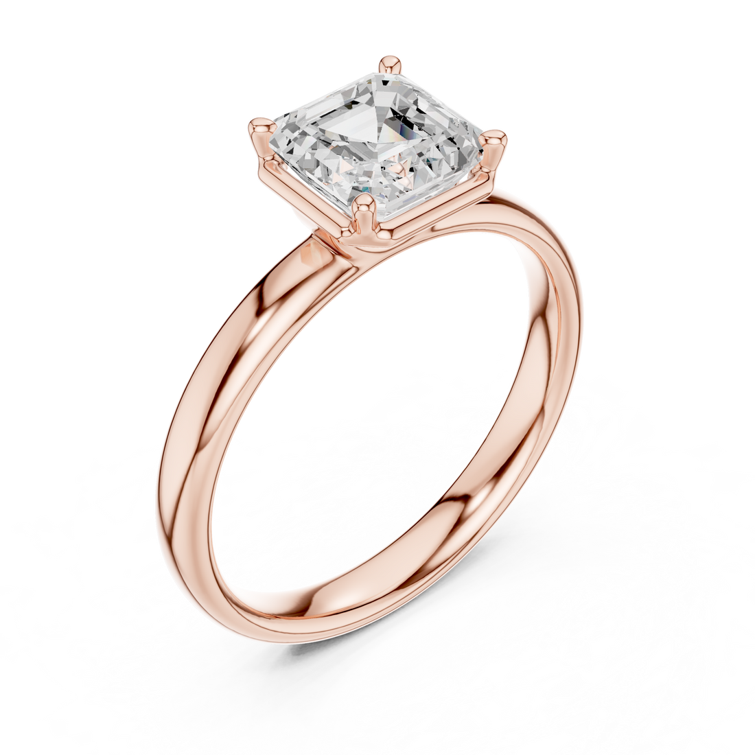 Asscher Cut Solitaire Engagement Ring with Sculpted Band