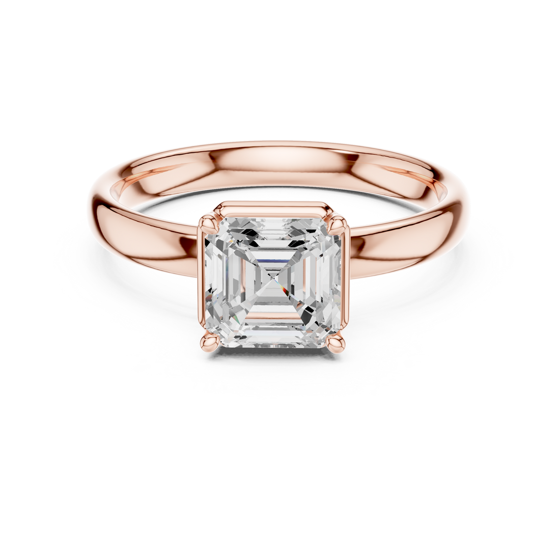 Asscher Cut Solitaire Engagement Ring with Sculpted Band