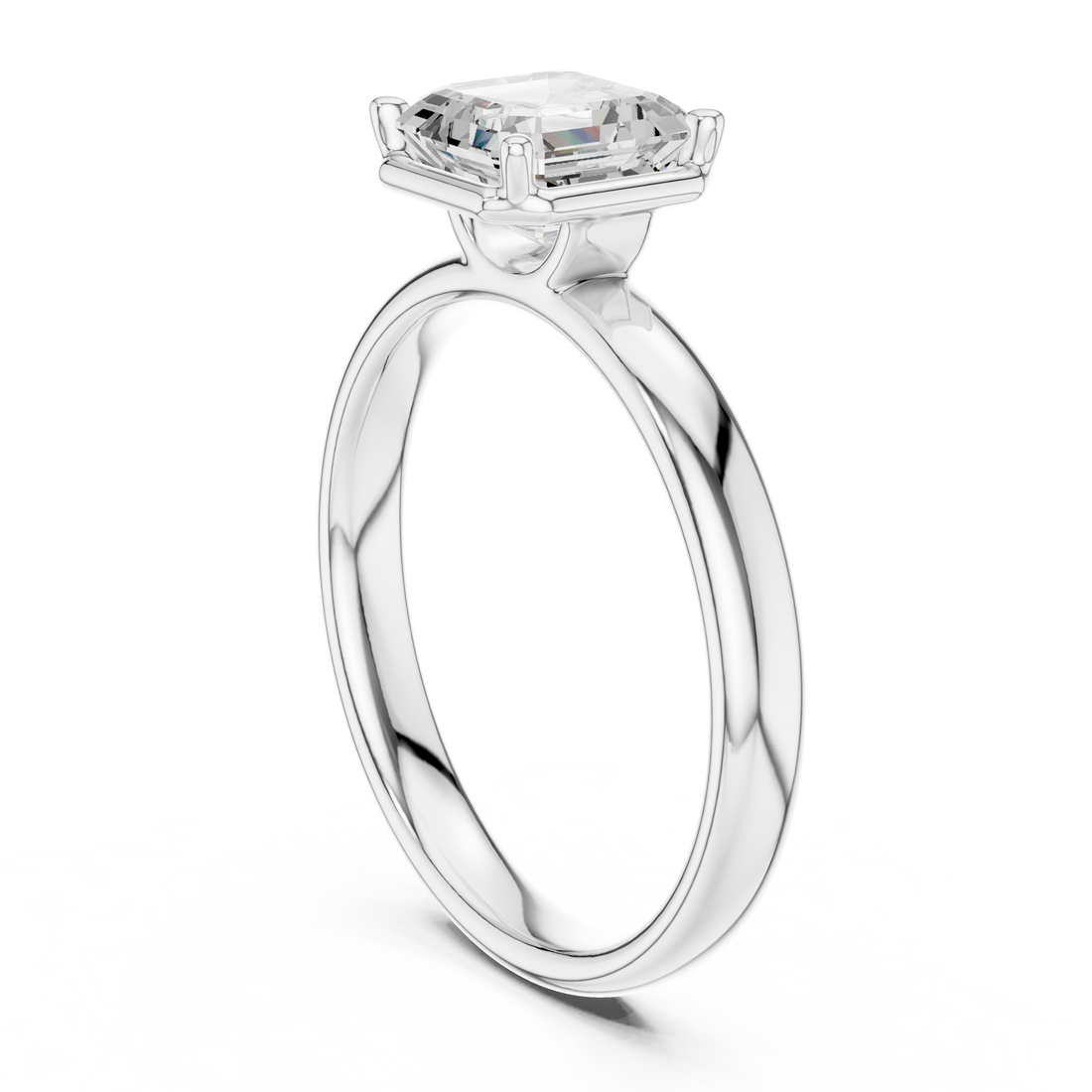 Asscher Cut Solitaire Engagement Ring with Sculpted Band