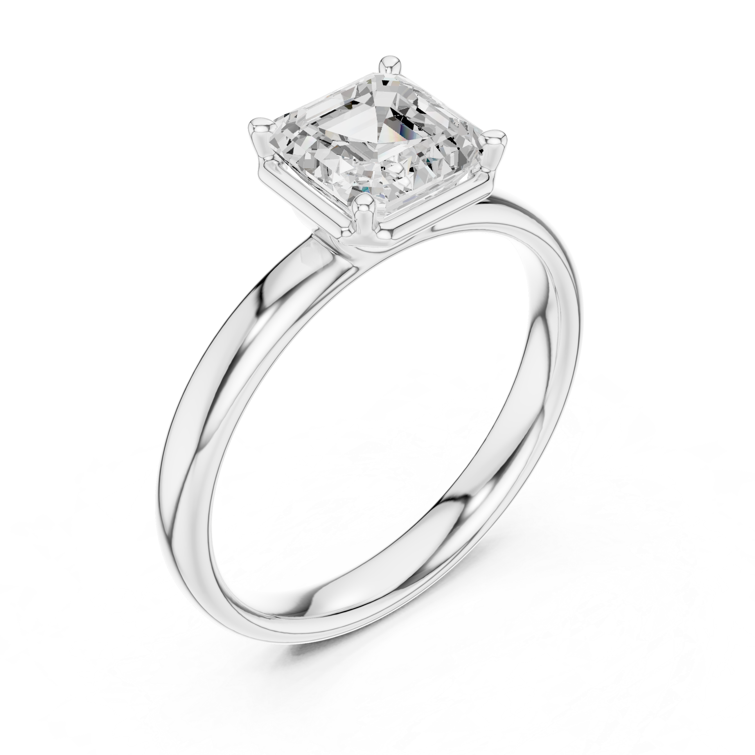 Asscher Cut Solitaire Engagement Ring with Sculpted Band