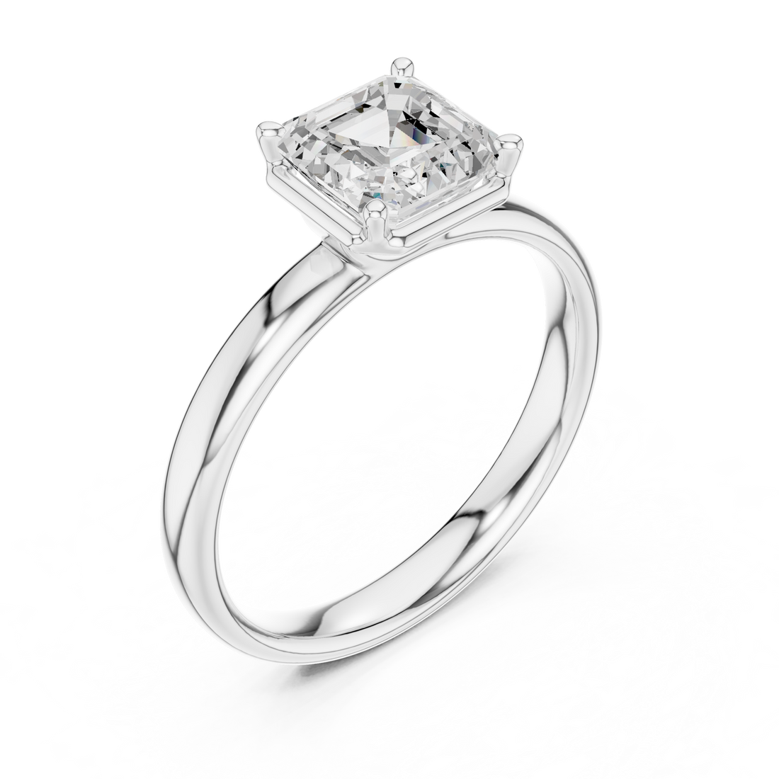 Asscher Cut Solitaire Engagement Ring with Sculpted Band