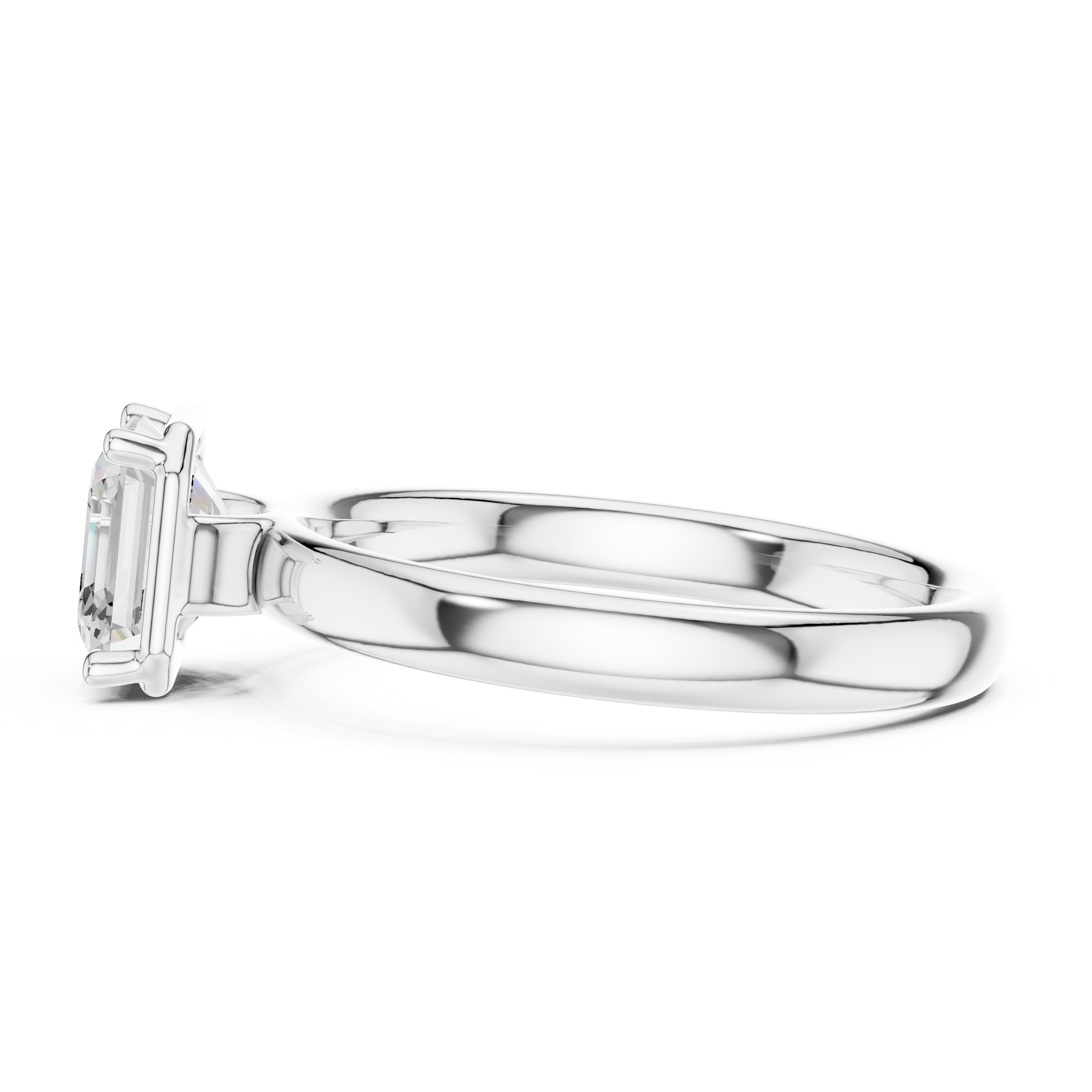 Asscher Cut Solitaire Engagement Ring with Sculpted Band