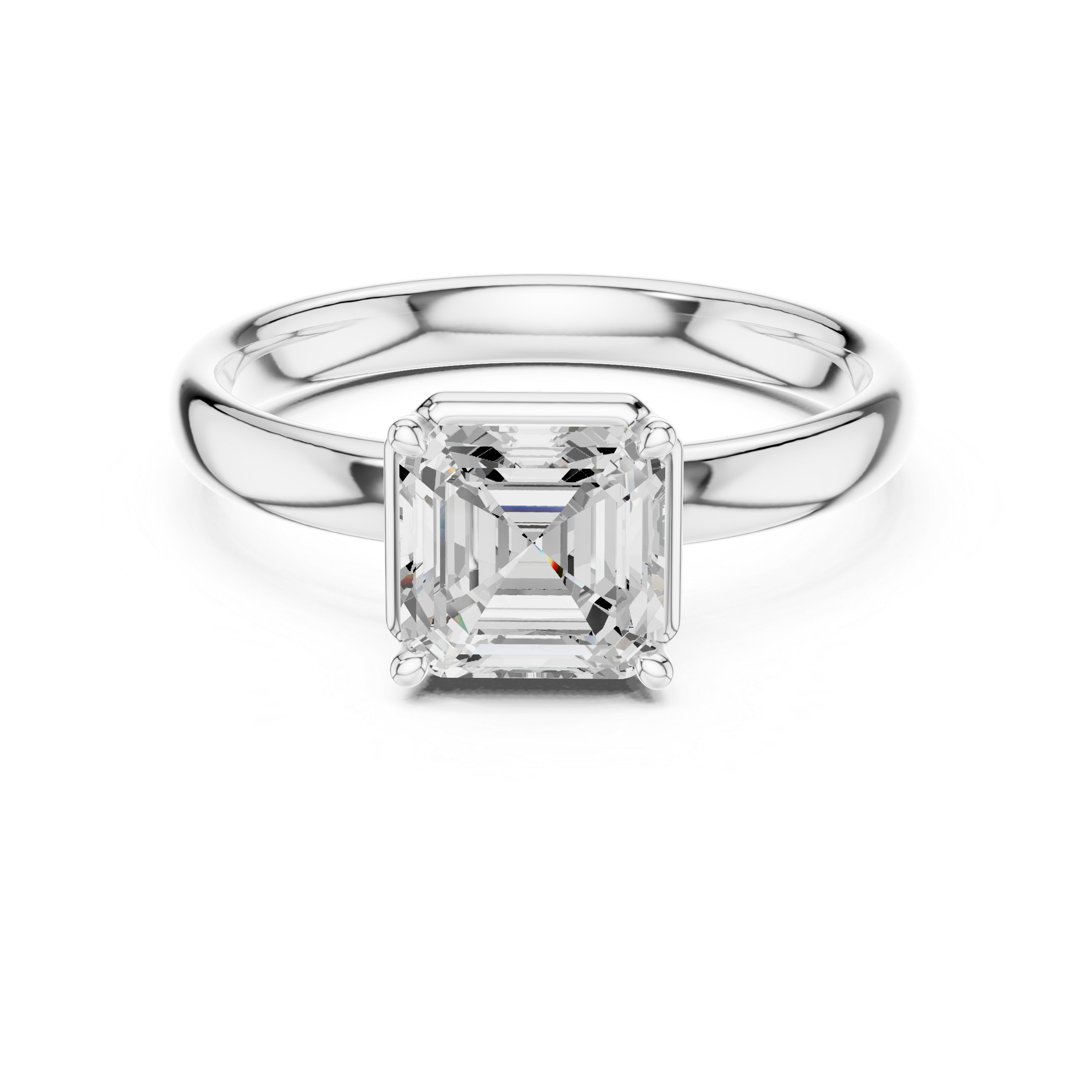 Asscher Cut Solitaire Engagement Ring with Sculpted Band