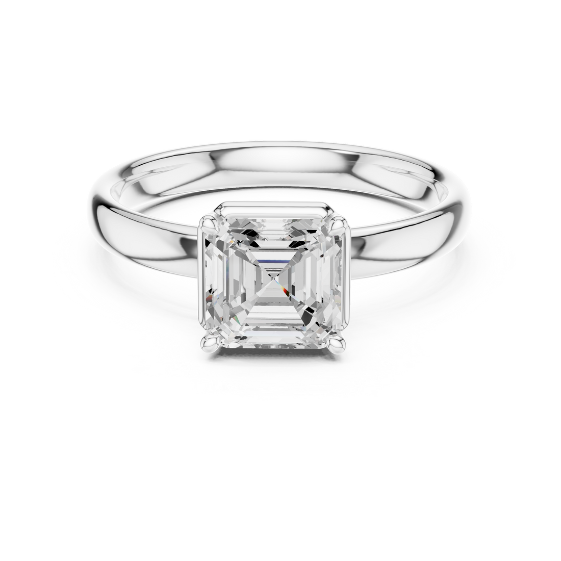 Asscher Cut Solitaire Engagement Ring with Sculpted Band
