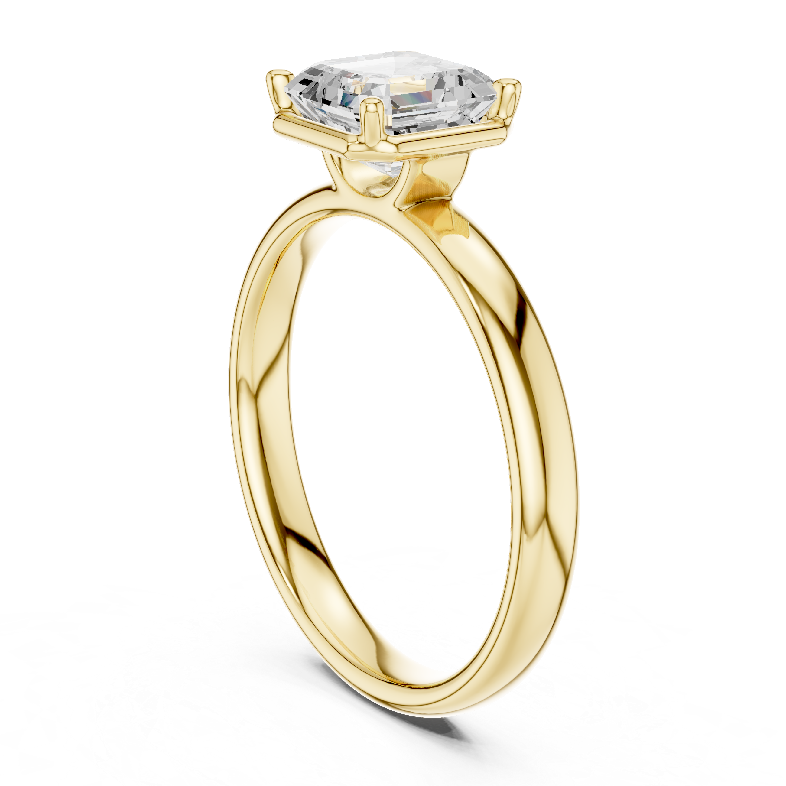 Asscher Cut Solitaire Engagement Ring with Sculpted Band