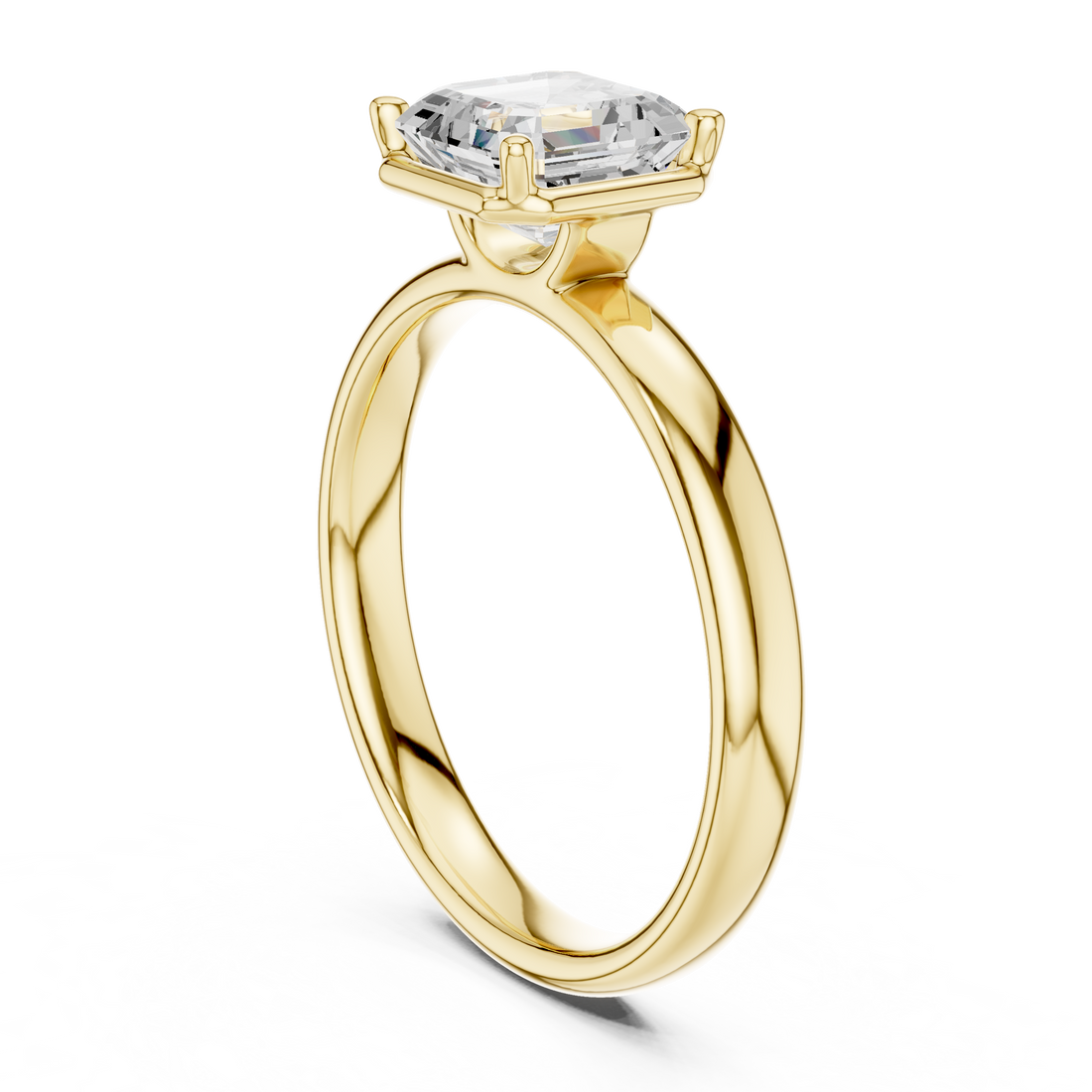 Asscher Cut Solitaire Engagement Ring with Sculpted Band