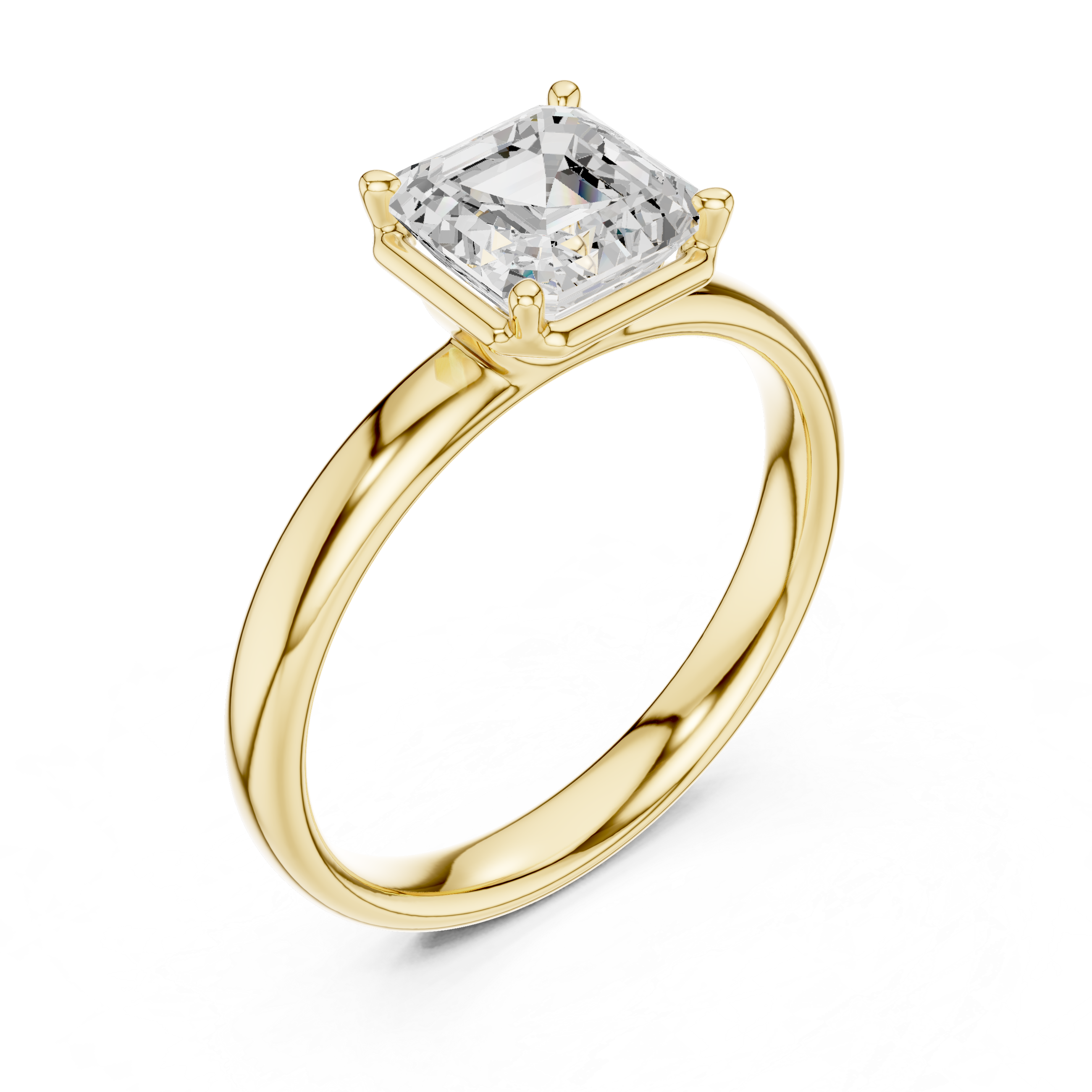 Asscher Cut Solitaire Engagement Ring with Sculpted Band
