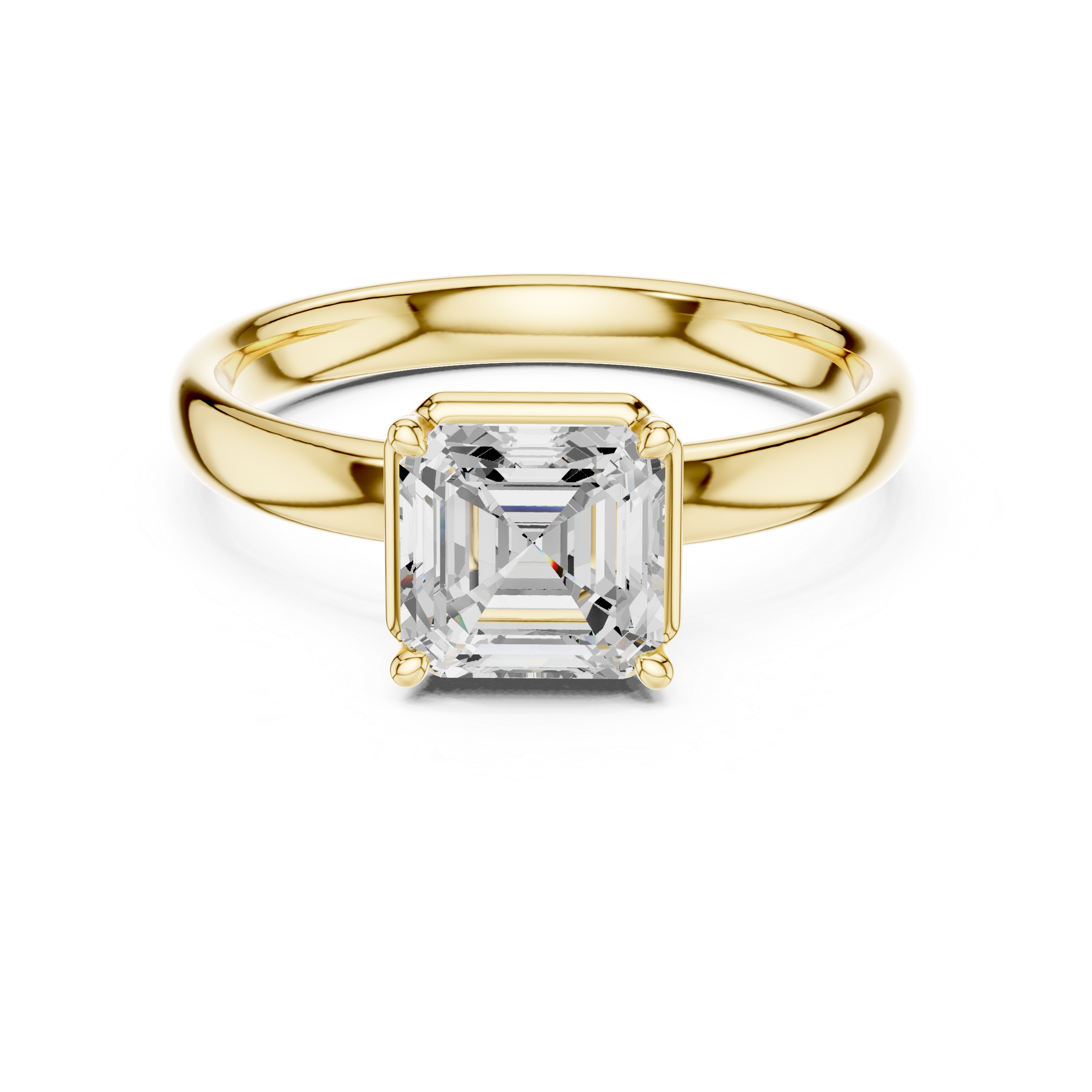 Asscher Cut Solitaire Engagement Ring with Sculpted Band