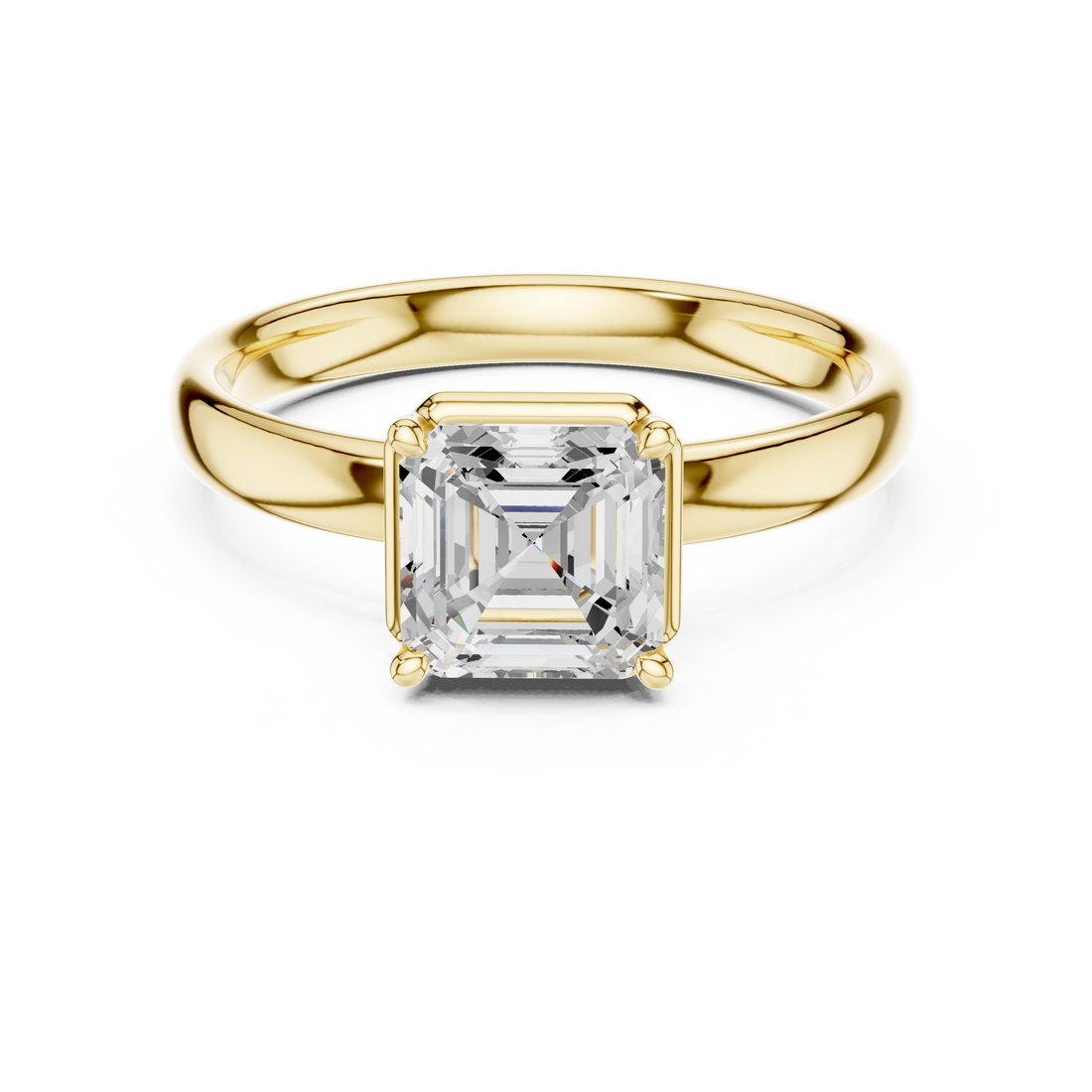 Asscher Cut Solitaire Engagement Ring with Sculpted Band