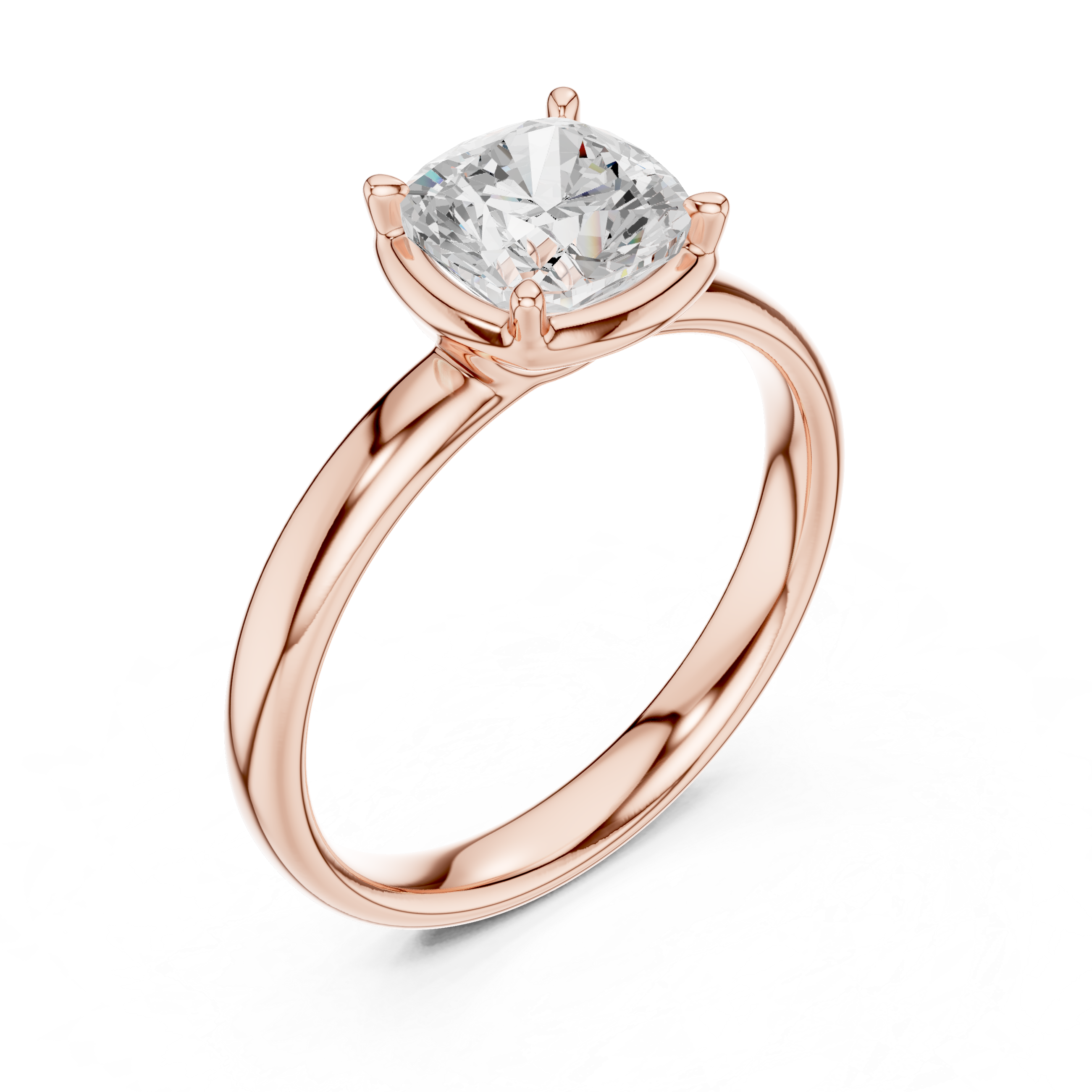 Cushion Cut Solitaire Engagement Ring with Sculpted Band