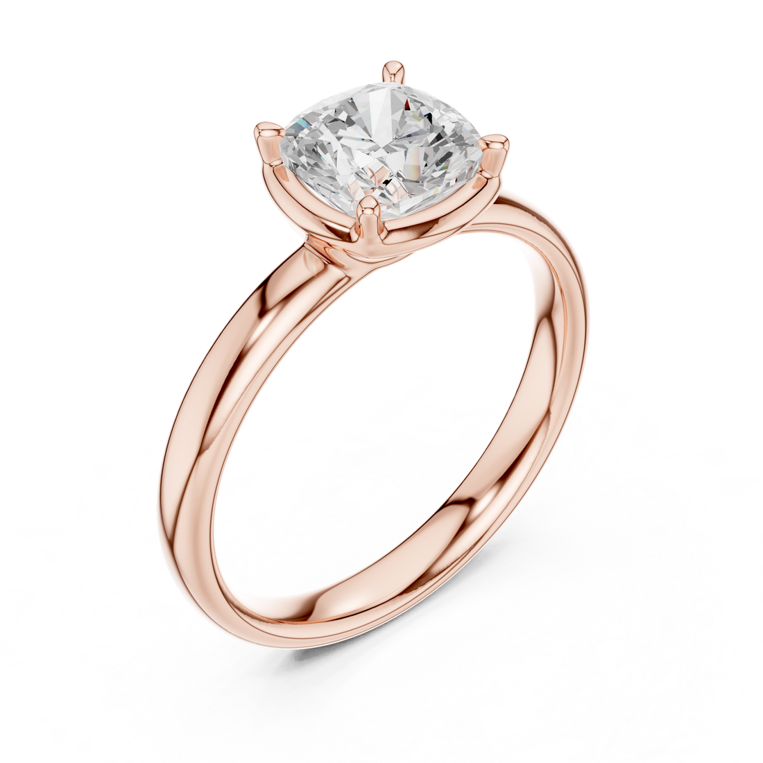 Cushion Cut Solitaire Engagement Ring with Sculpted Band