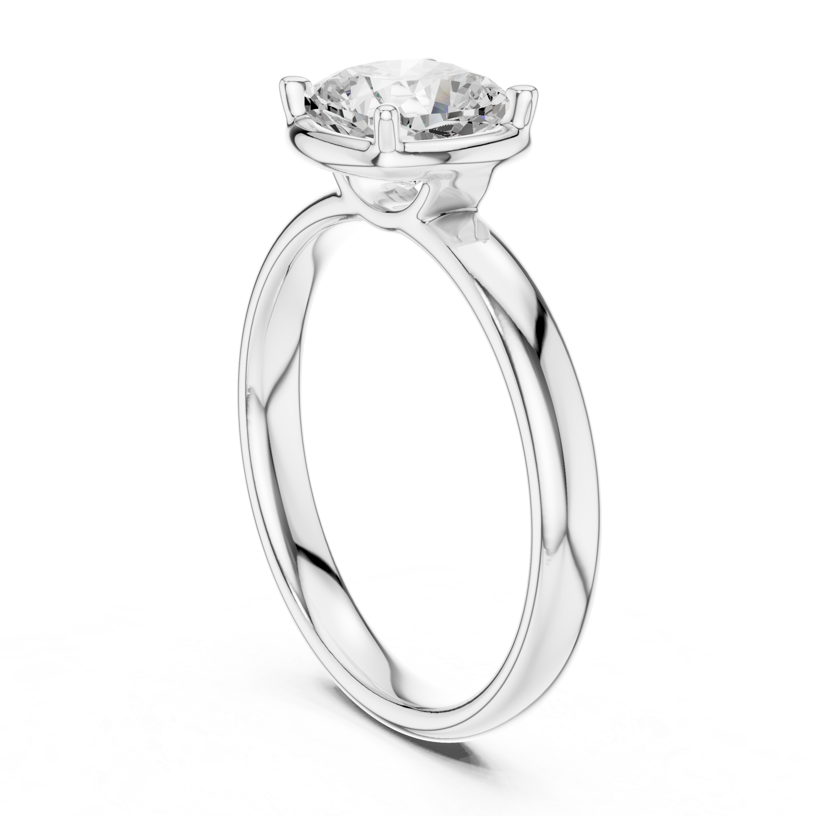Cushion Cut Solitaire Engagement Ring with Sculpted Band