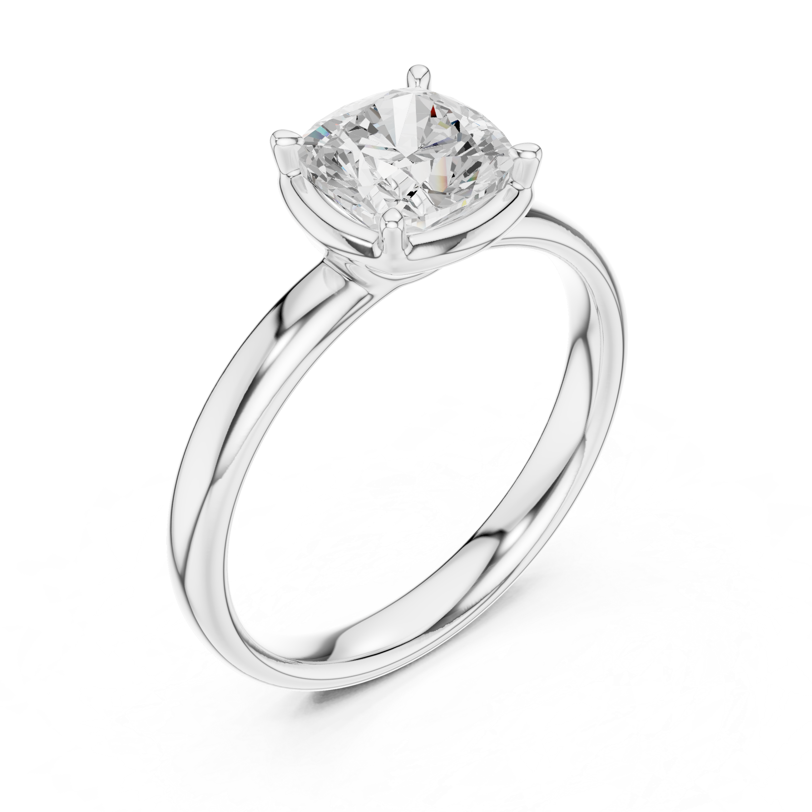 Cushion Cut Solitaire Engagement Ring with Sculpted Band