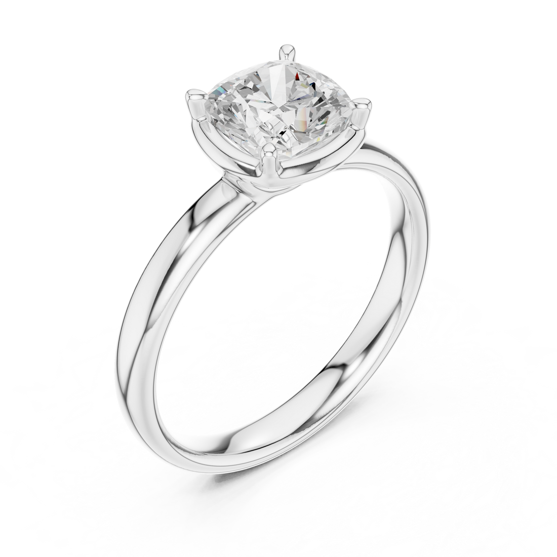 Cushion Cut Solitaire Engagement Ring with Sculpted Band
