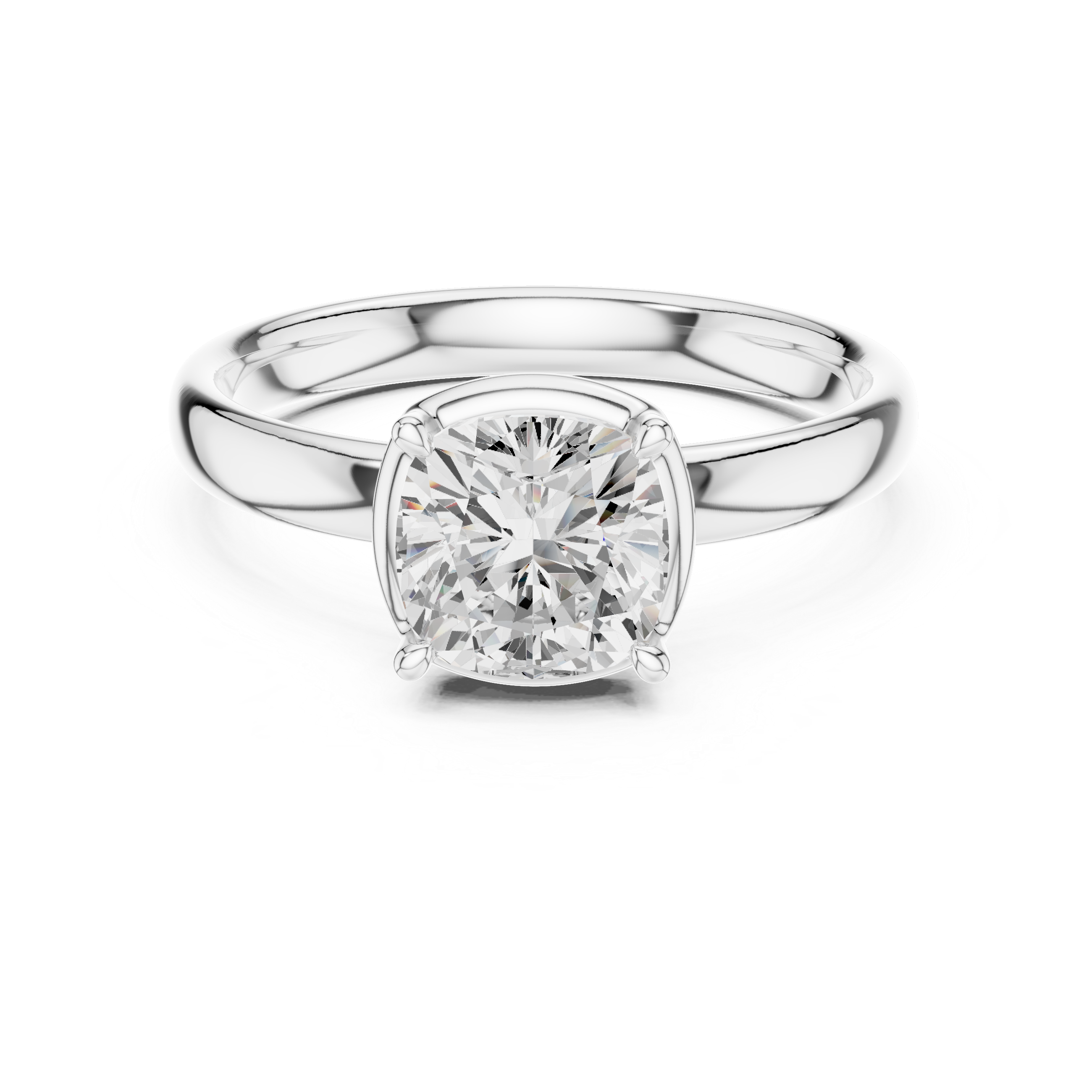 Cushion Cut Solitaire Engagement Ring with Sculpted Band
