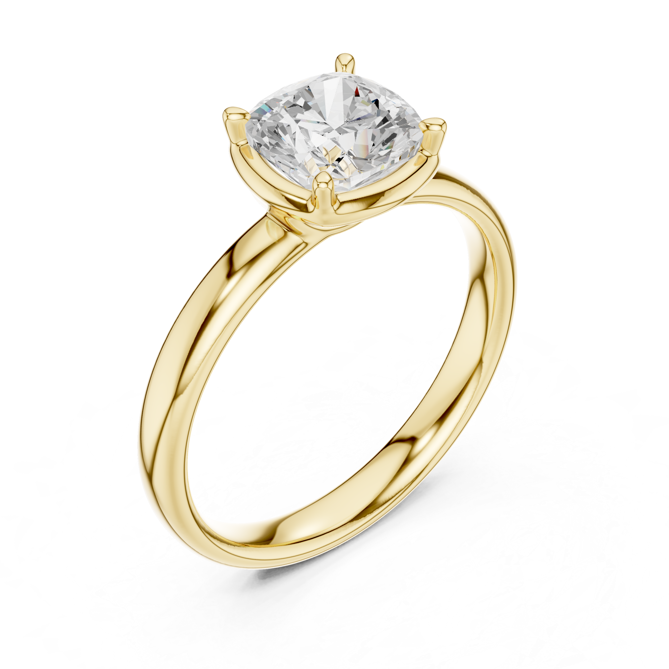 Cushion Cut Solitaire Engagement Ring with Sculpted Band
