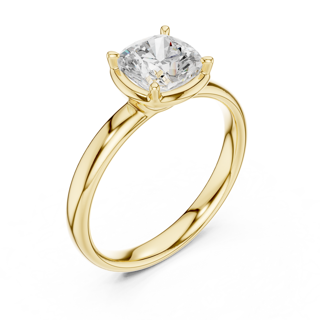 Cushion Cut Solitaire Engagement Ring with Sculpted Band