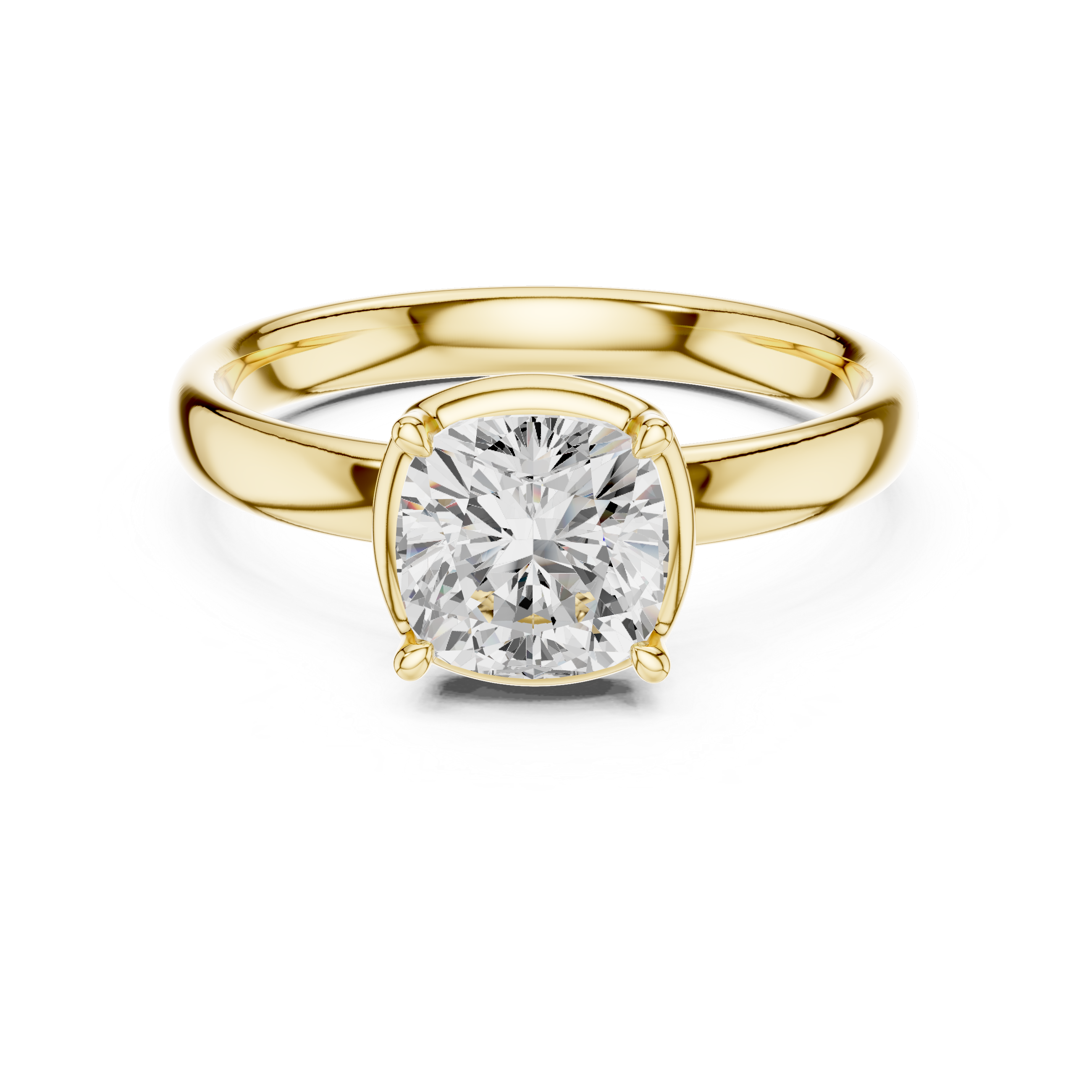 Cushion Cut Solitaire Engagement Ring with Sculpted Band