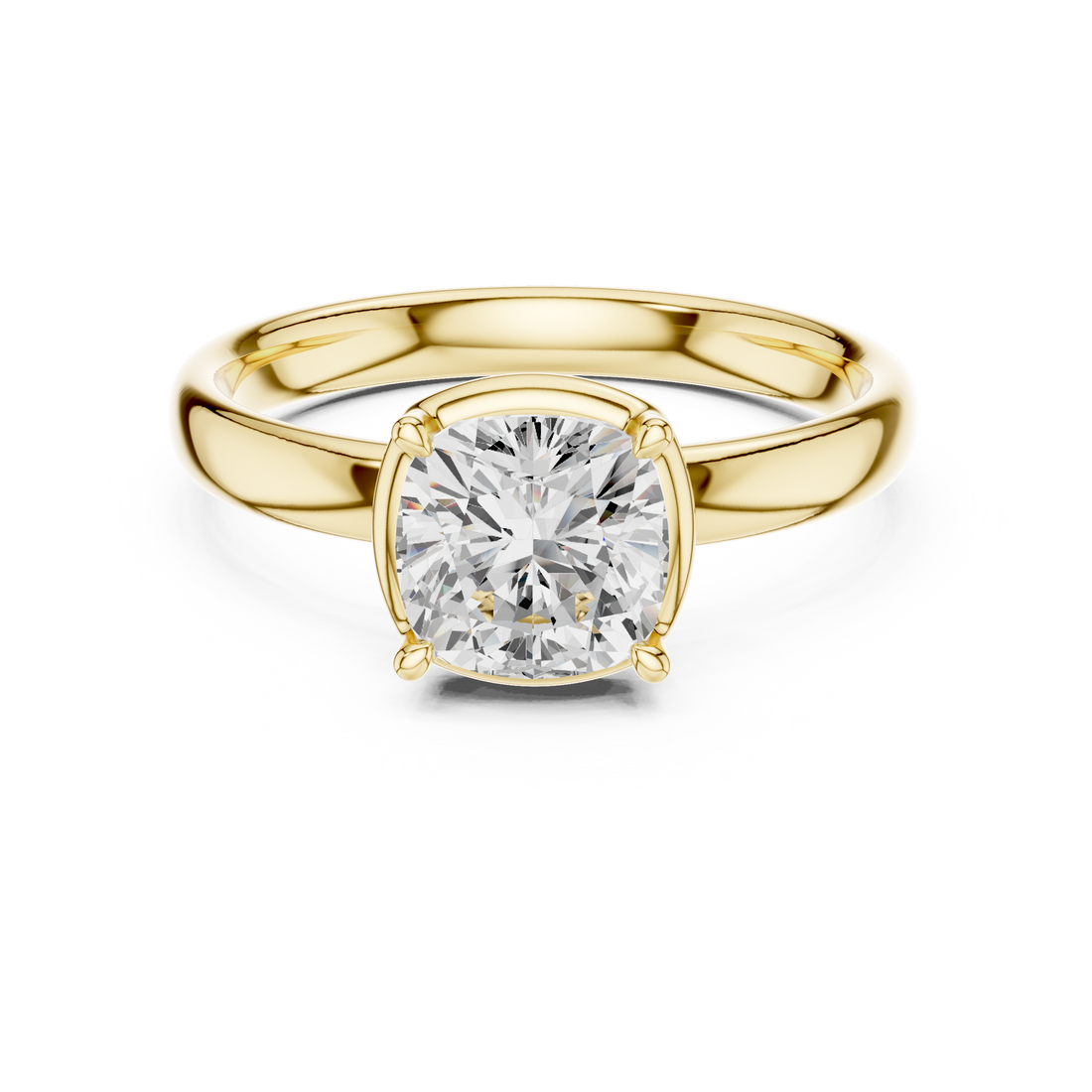 Cushion Cut Solitaire Engagement Ring with Sculpted Band