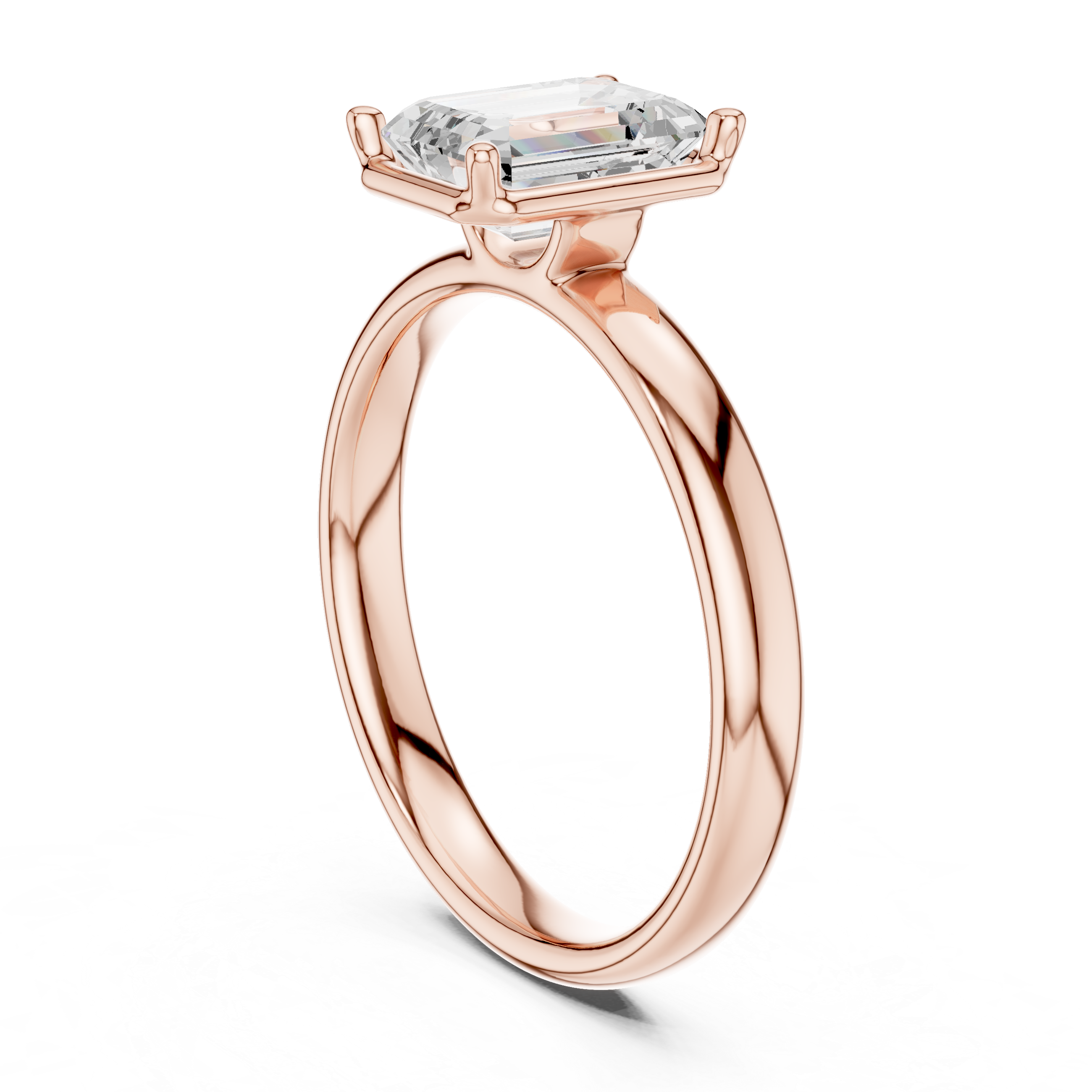 Emerald Cut Solitaire Engagement Ring with Sculpted Band