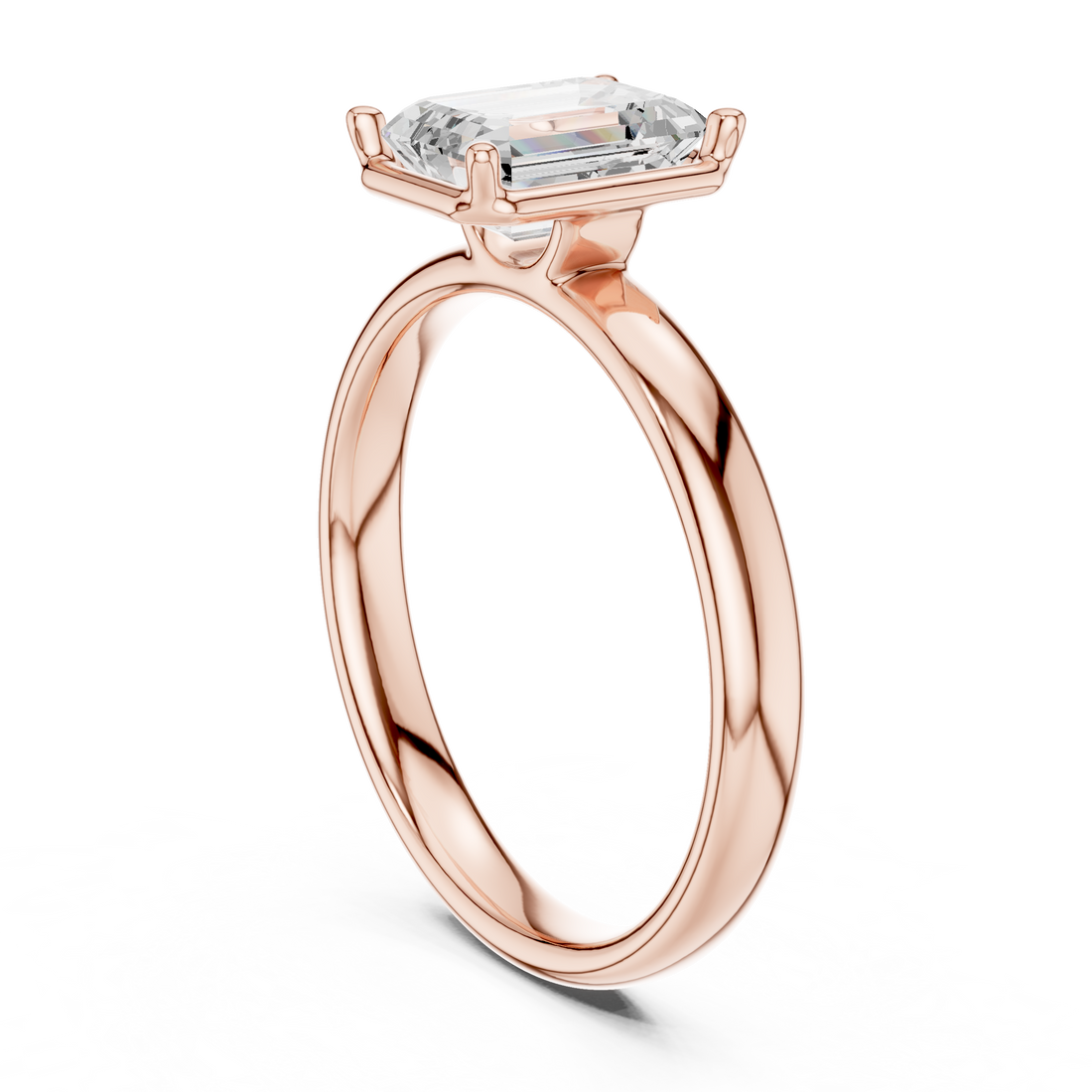 Emerald Cut Solitaire Engagement Ring with Sculpted Band