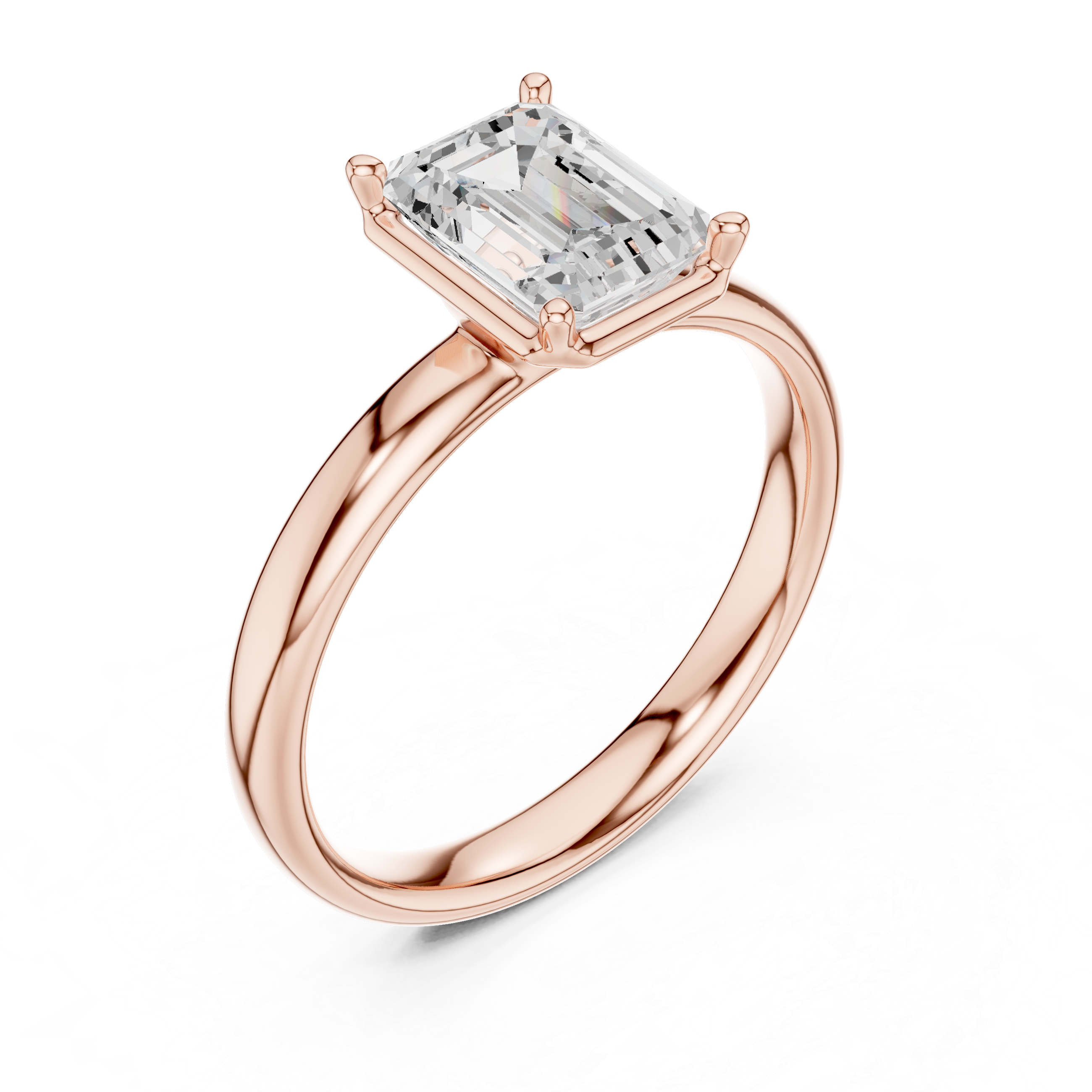 Emerald Cut Solitaire Engagement Ring with Sculpted Band