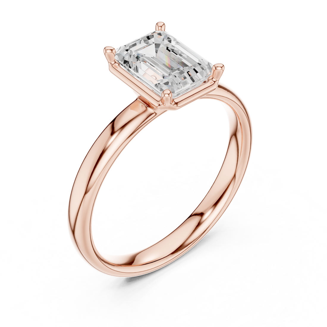 Emerald Cut Solitaire Engagement Ring with Sculpted Band