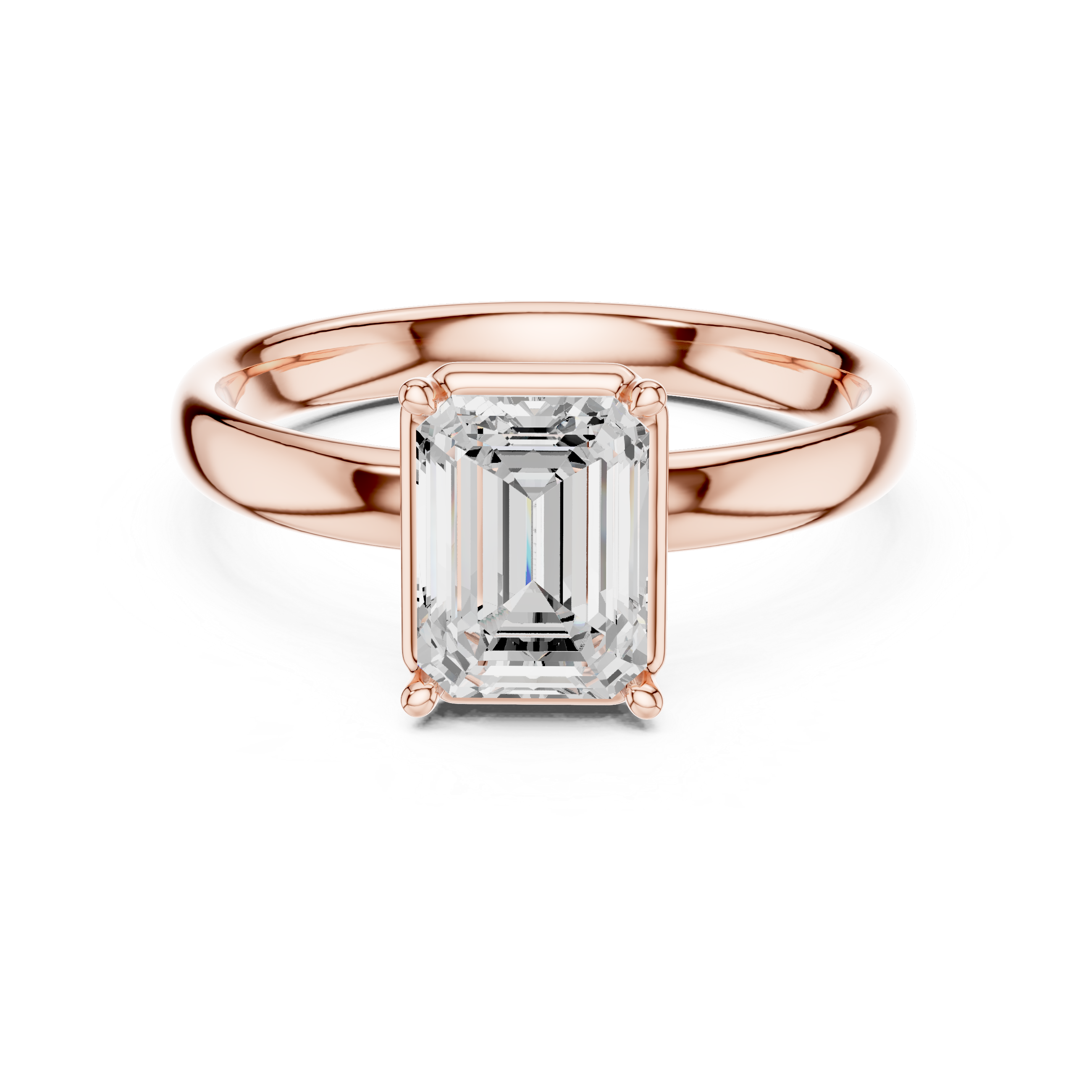 Emerald Cut Solitaire Engagement Ring with Sculpted Band