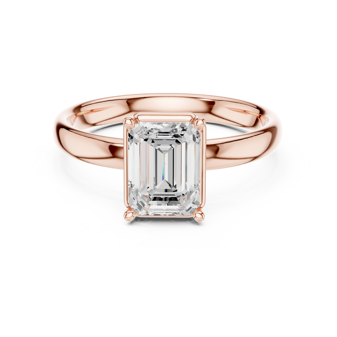 Emerald Cut Solitaire Engagement Ring with Sculpted Band