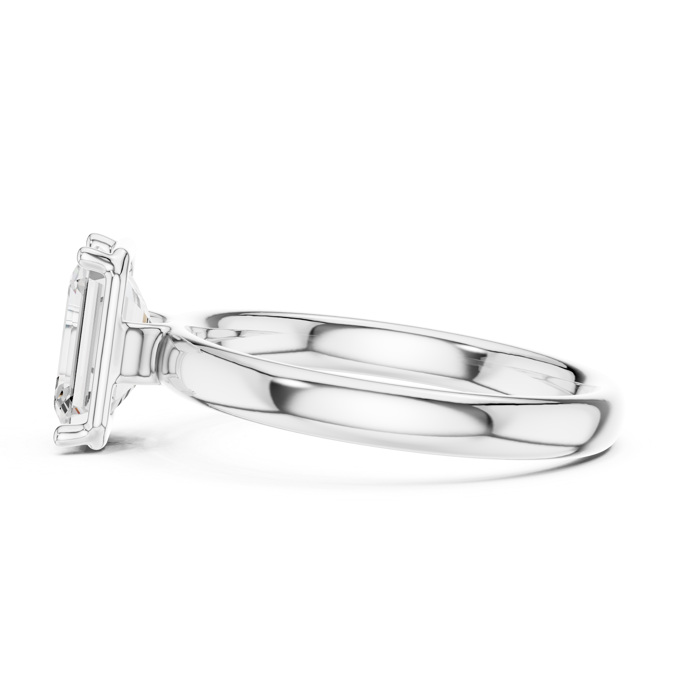 Emerald Cut Solitaire Engagement Ring with Sculpted Band