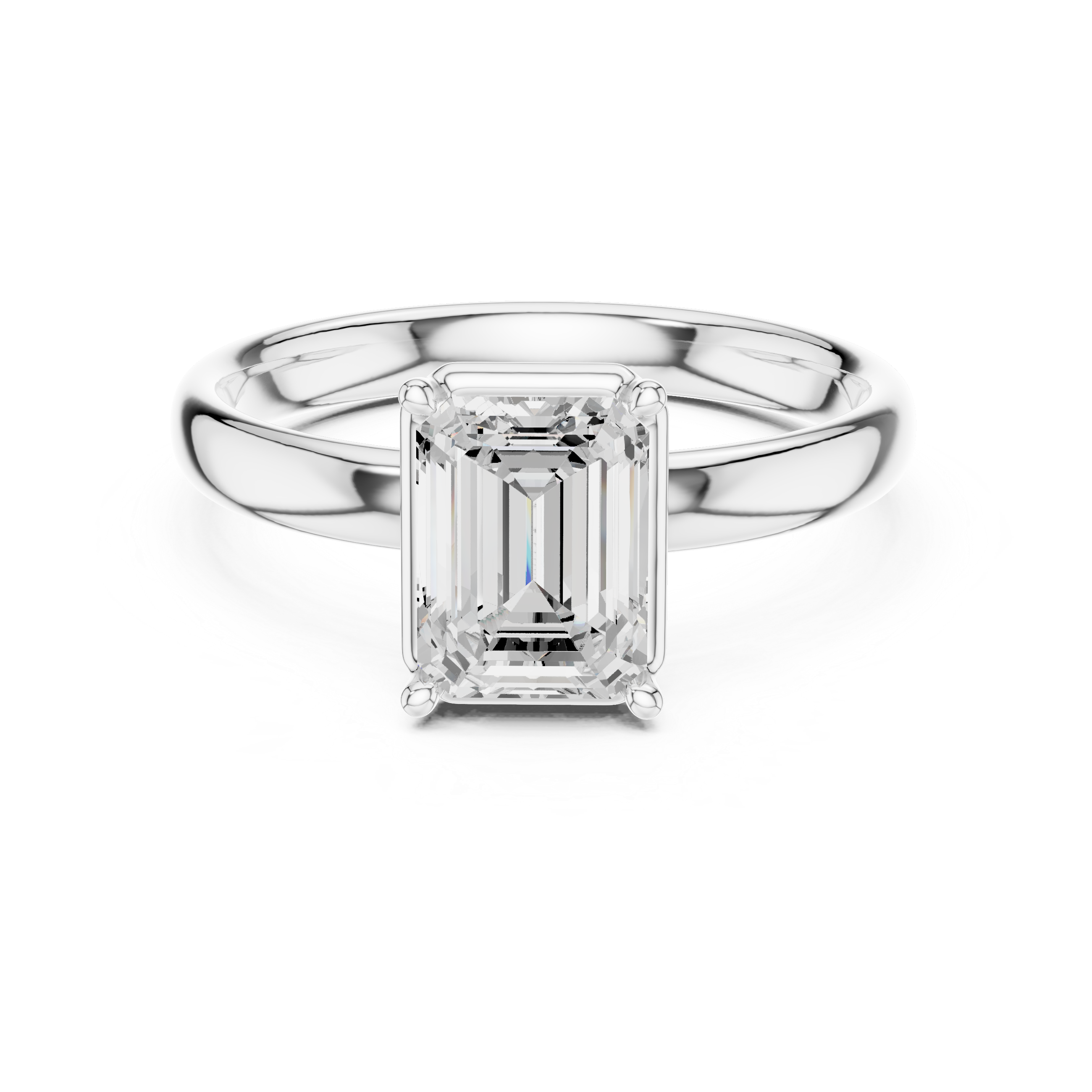 Emerald Cut Solitaire Engagement Ring with Sculpted Band