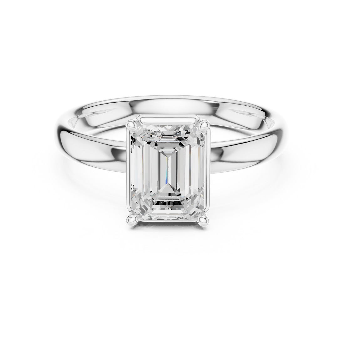 Emerald Cut Solitaire Engagement Ring with Sculpted Band