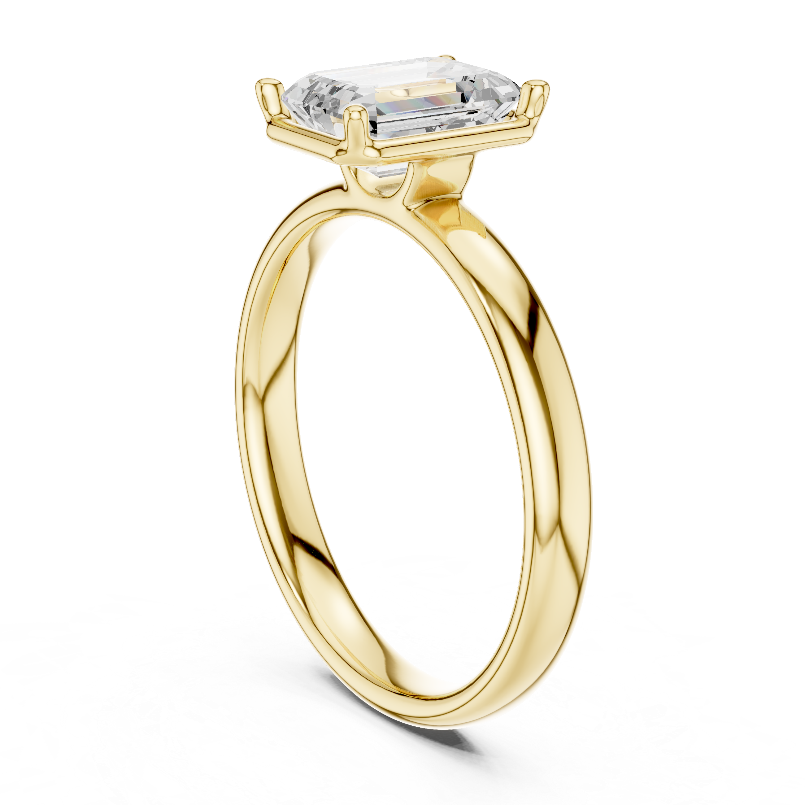 Emerald Cut Solitaire Engagement Ring with Sculpted Band