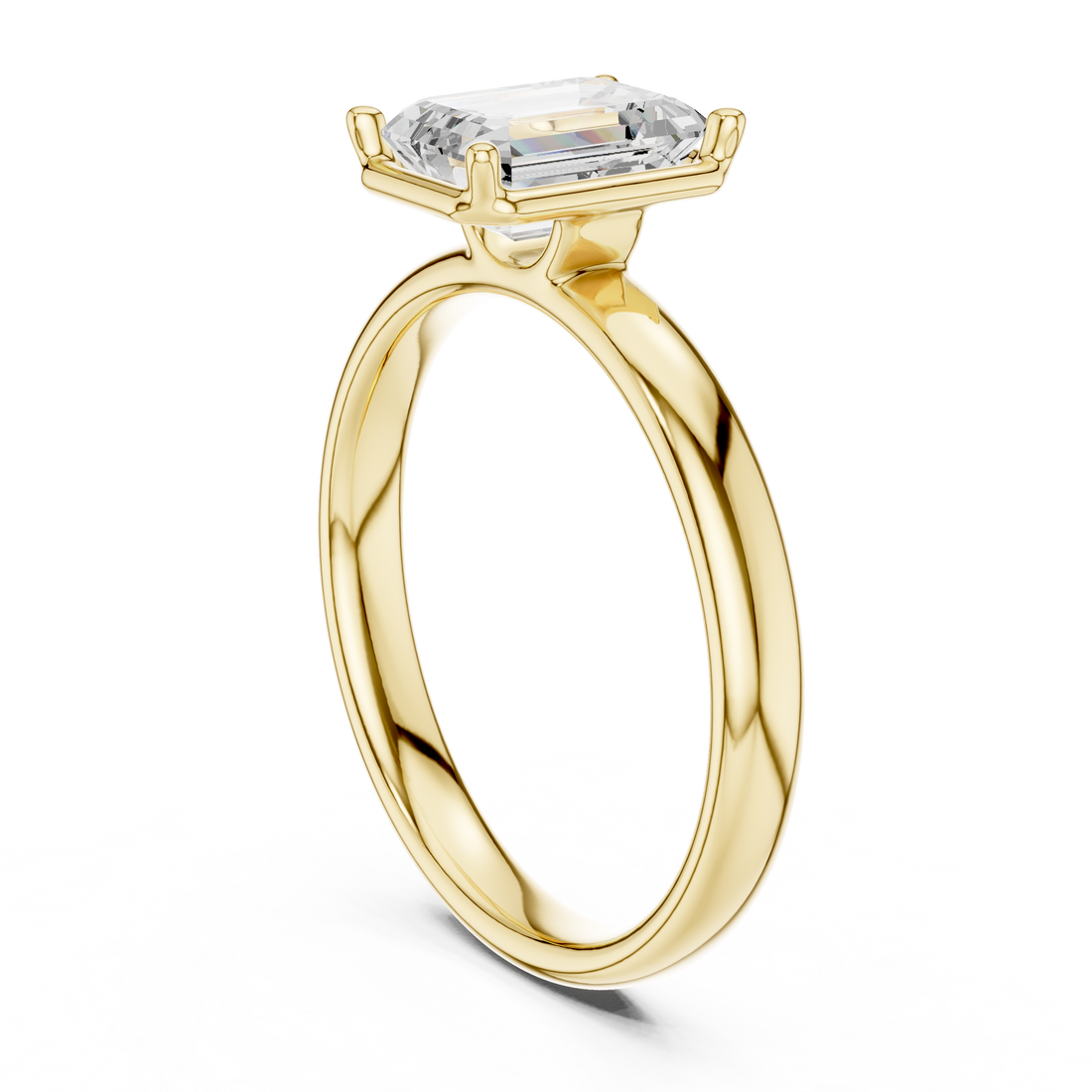 Emerald Cut Solitaire Engagement Ring with Sculpted Band