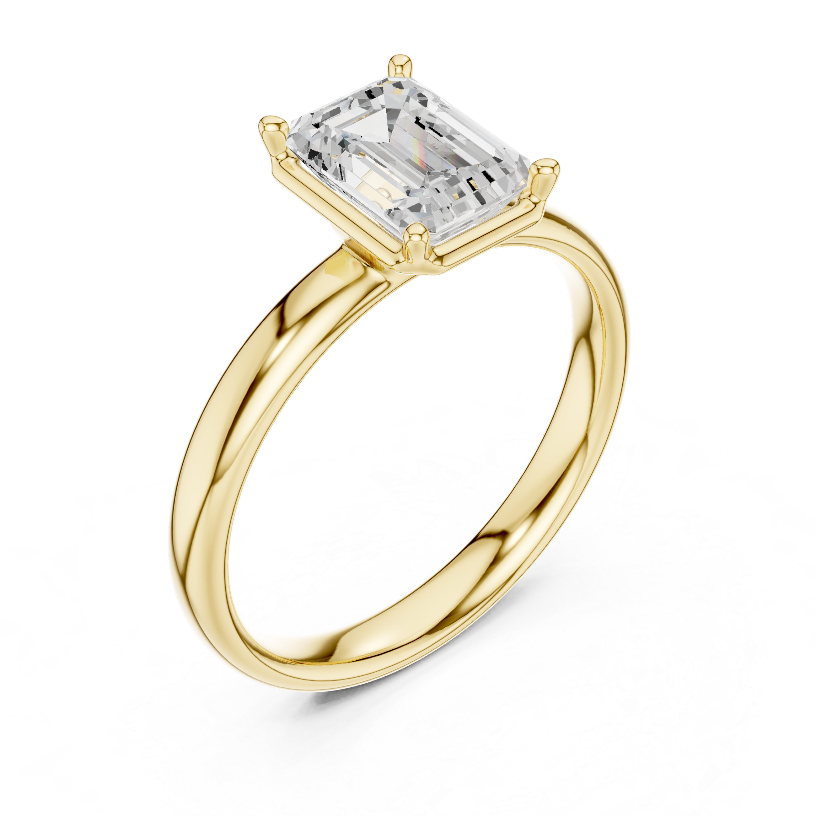 Emerald Cut Solitaire Engagement Ring with Sculpted Band