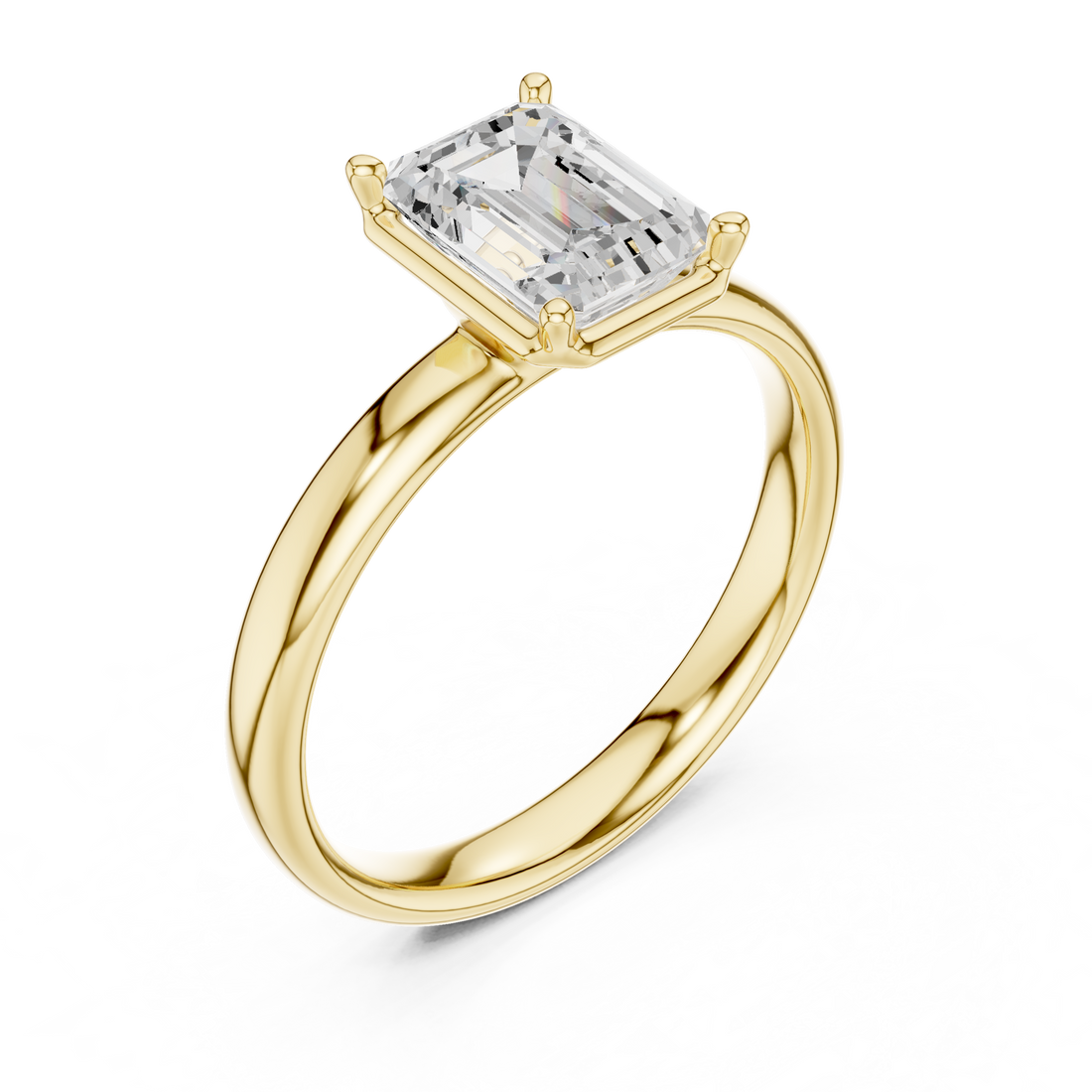 Emerald Cut Solitaire Engagement Ring with Sculpted Band
