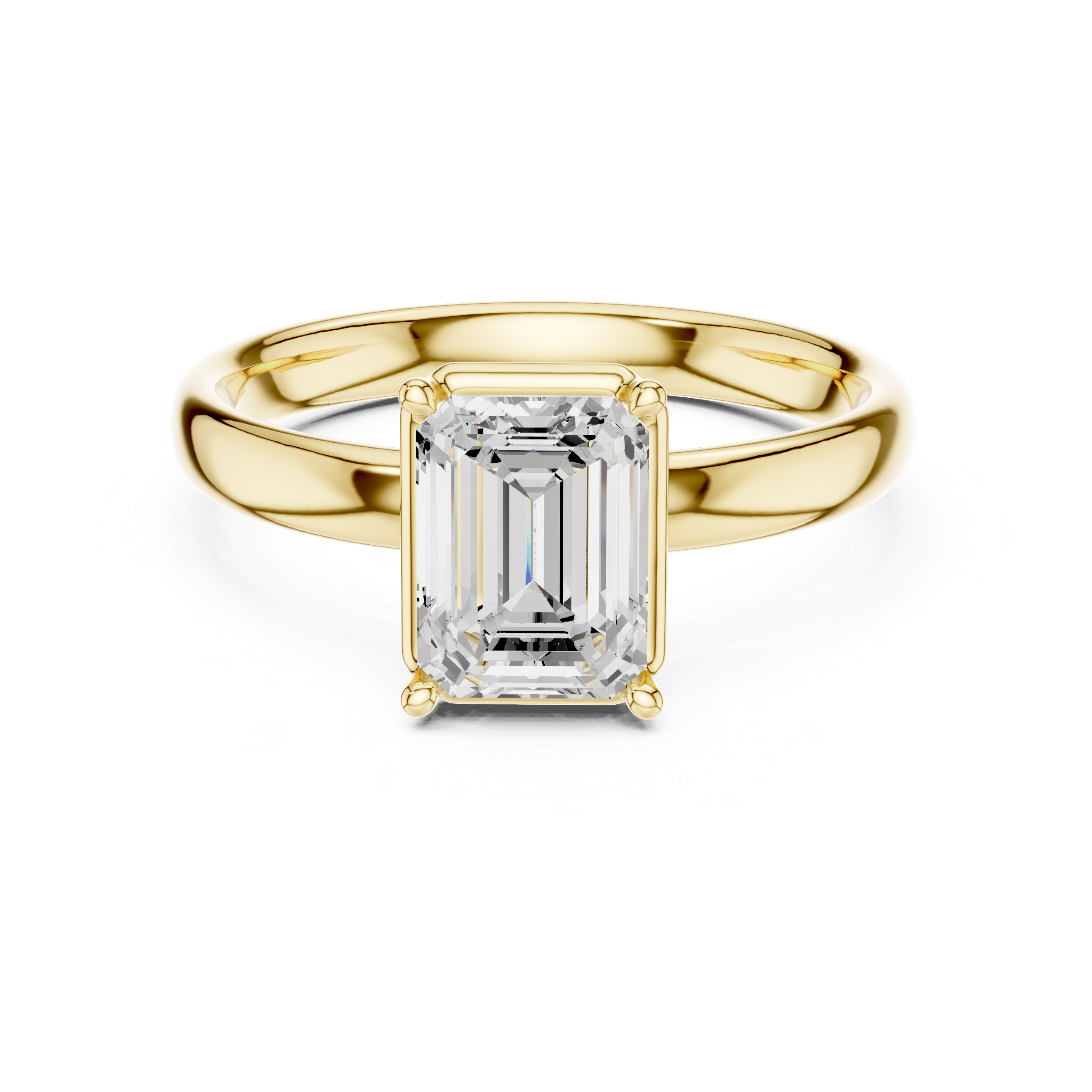 Emerald Cut Solitaire Engagement Ring with Sculpted Band