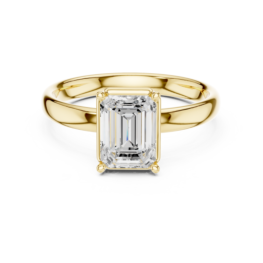 Emerald Cut Solitaire Engagement Ring with Sculpted Band