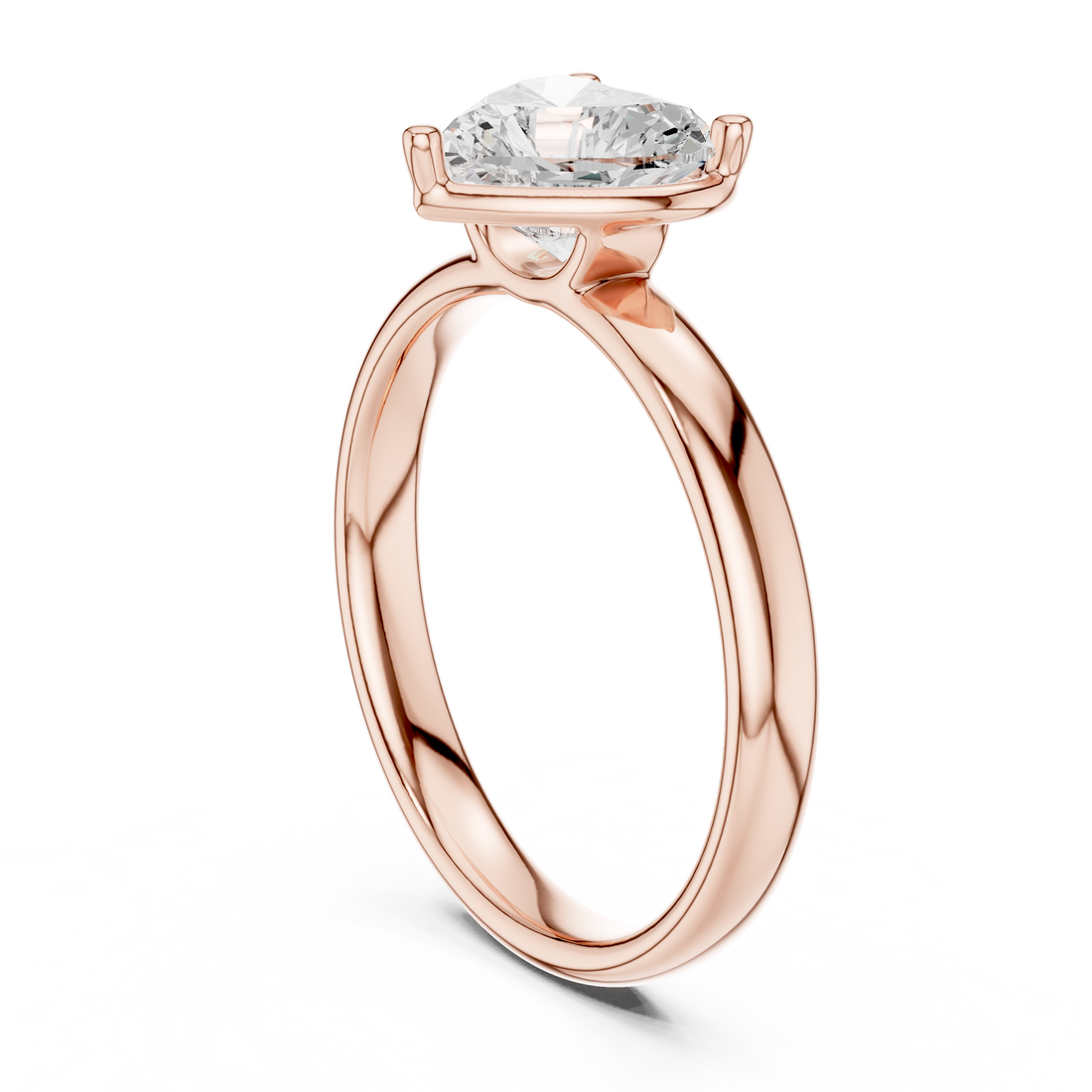 Heart Cut Solitaire Engagement Ring with Sculpted Band