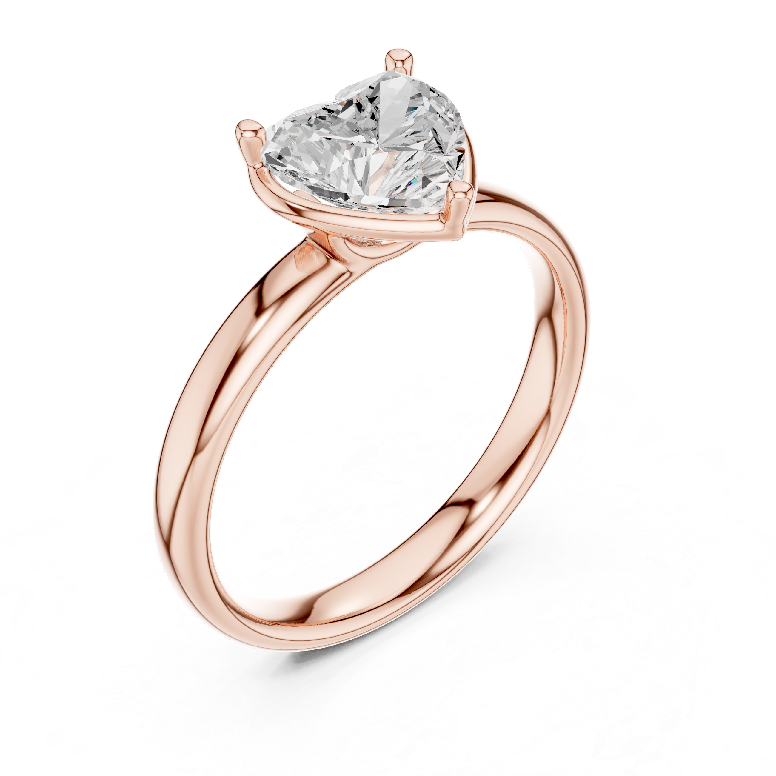 Heart Cut Solitaire Engagement Ring with Sculpted Band
