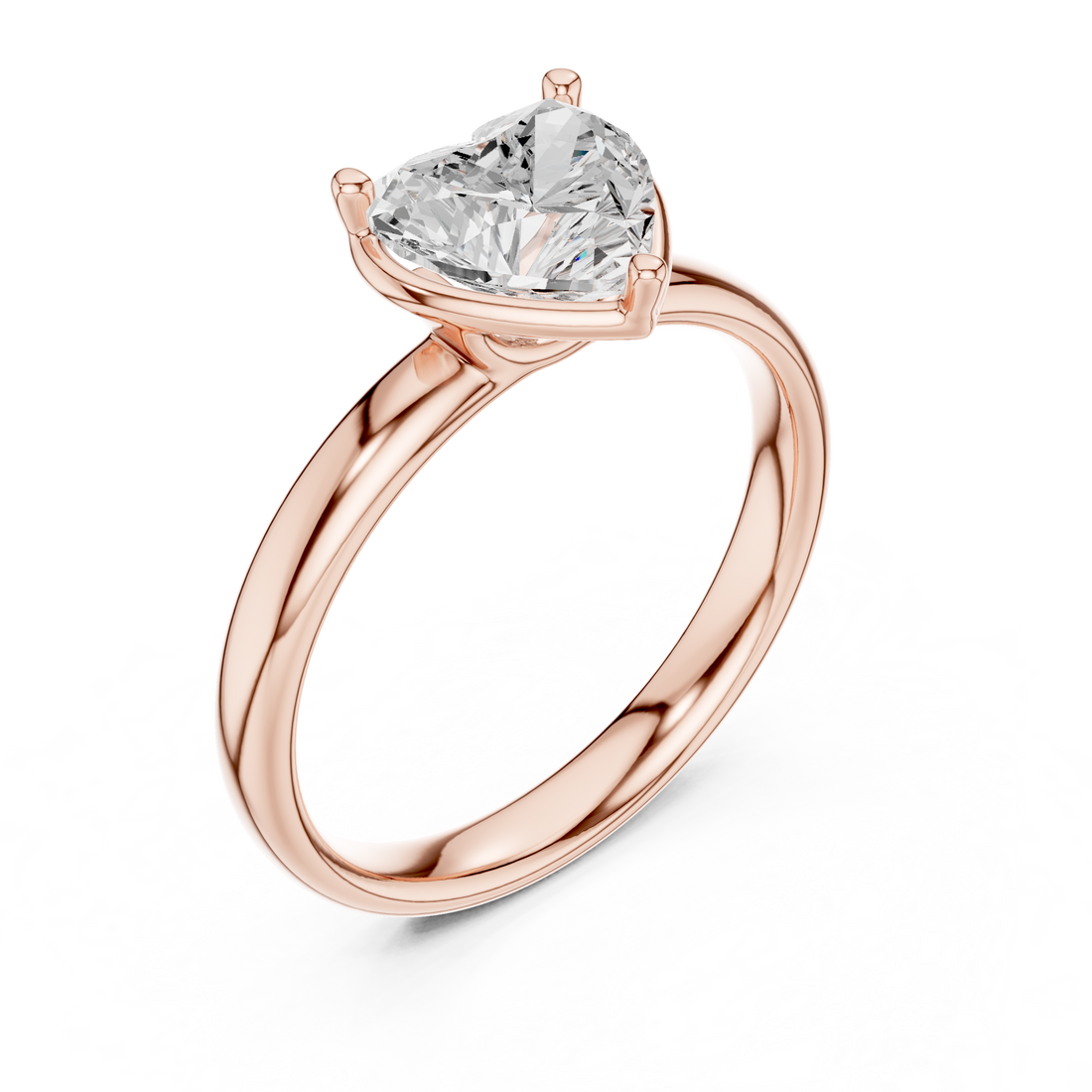 Heart Cut Solitaire Engagement Ring with Sculpted Band