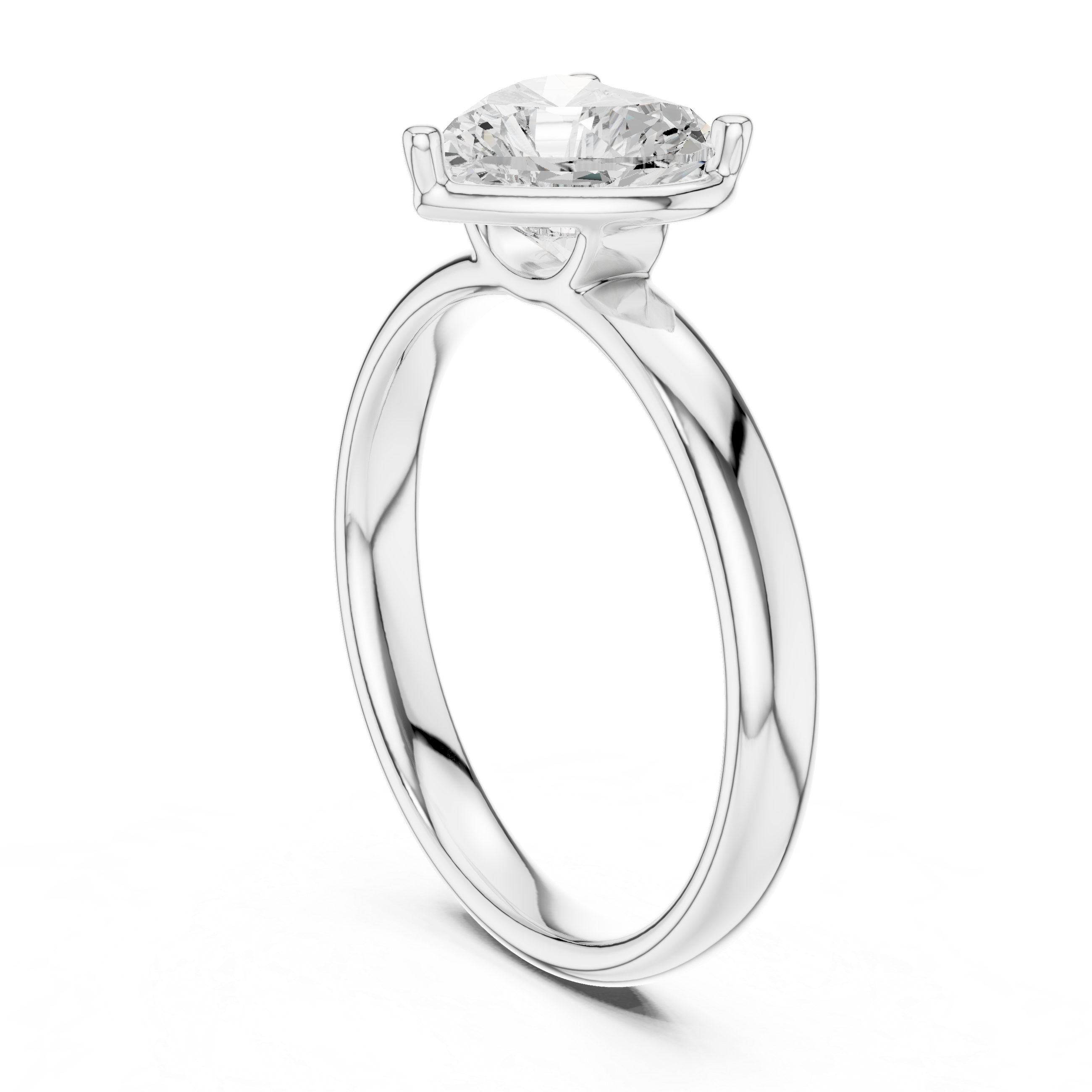 Heart Cut Solitaire Engagement Ring with Sculpted Band
