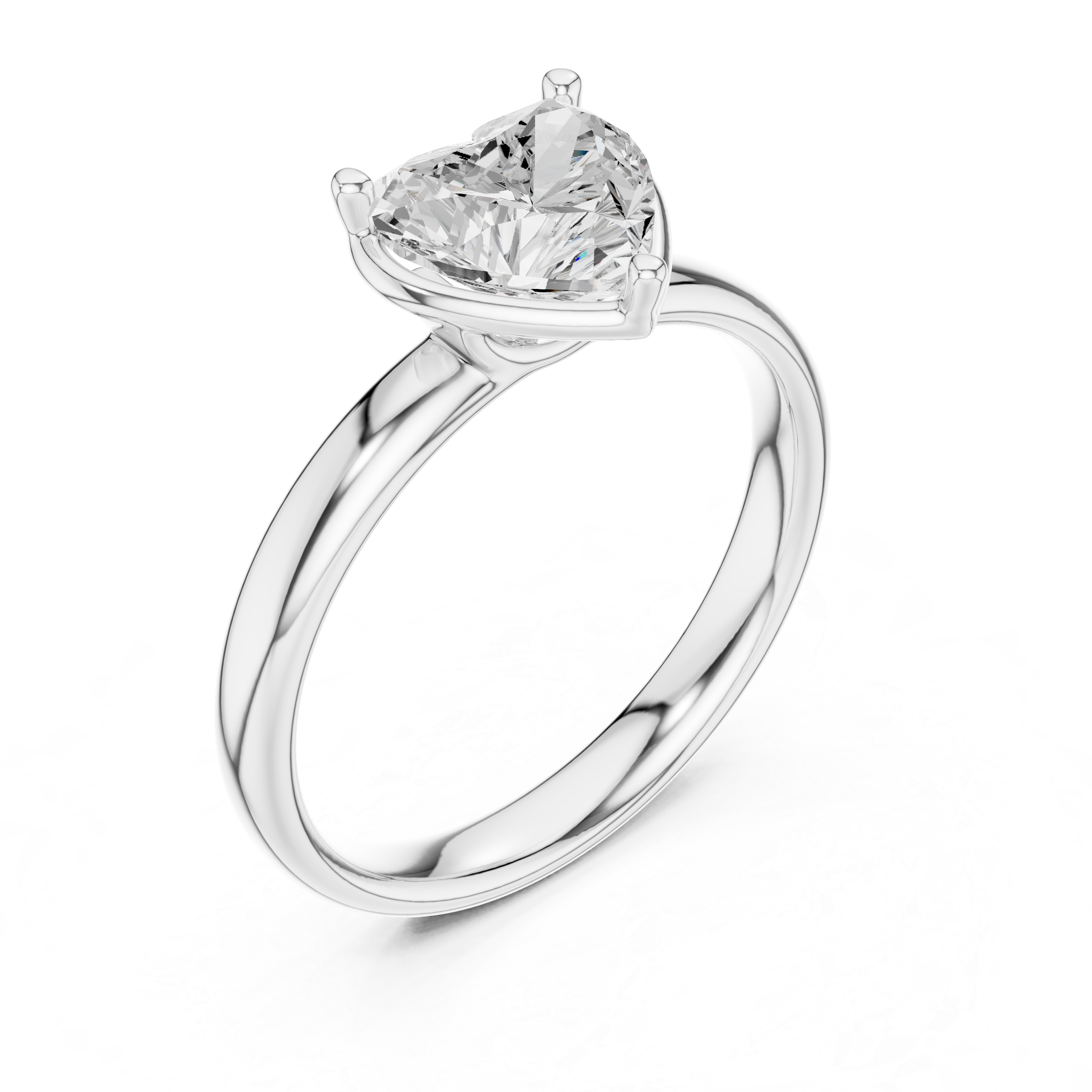 Heart Cut Solitaire Engagement Ring with Sculpted Band