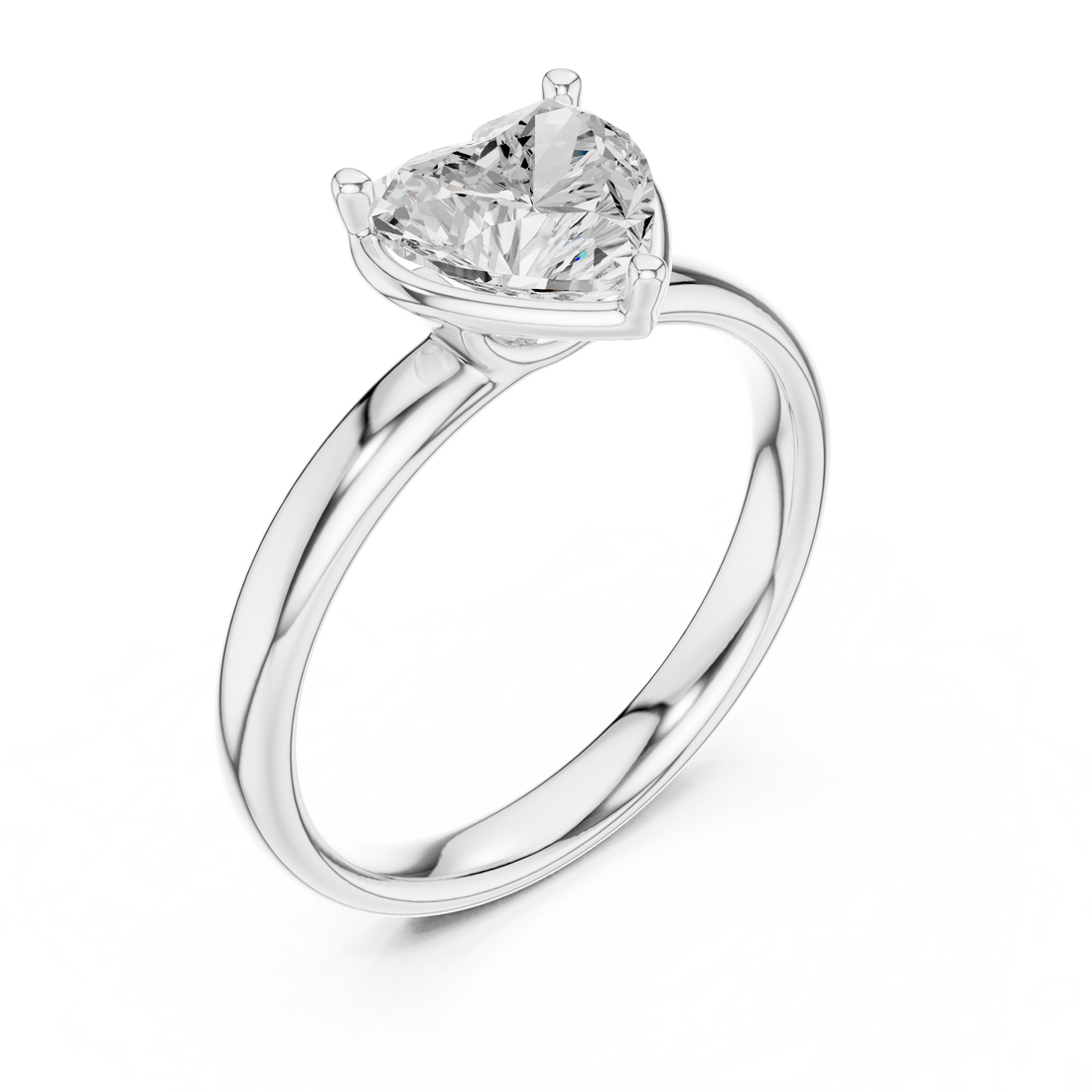 Heart Cut Solitaire Engagement Ring with Sculpted Band