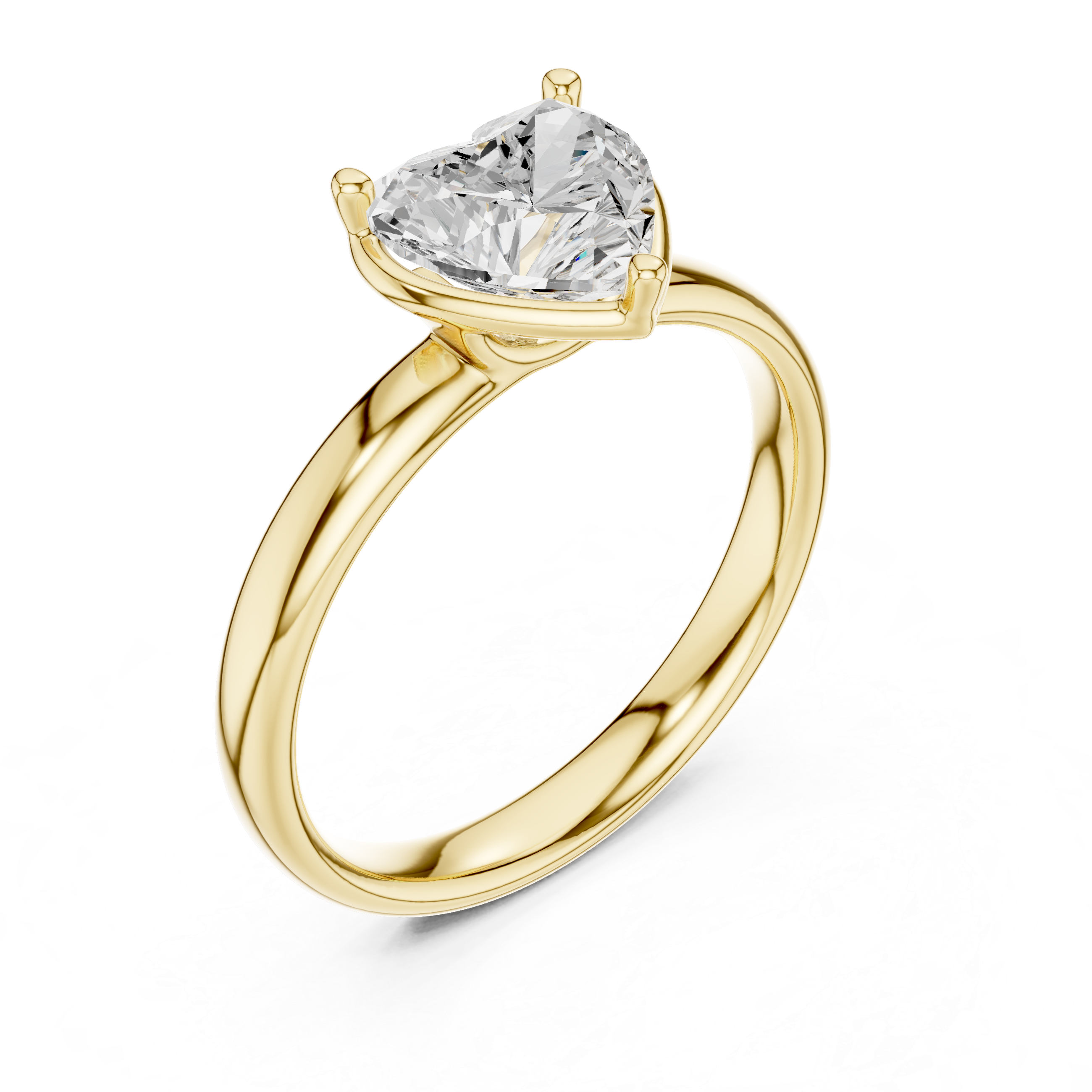 Heart Cut Solitaire Engagement Ring with Sculpted Band