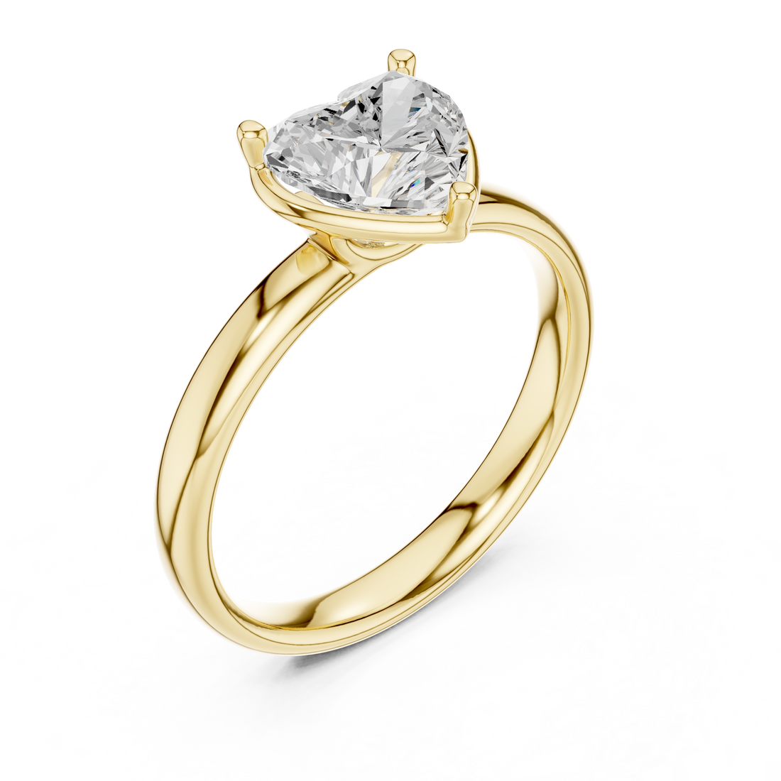 Heart Cut Solitaire Engagement Ring with Sculpted Band