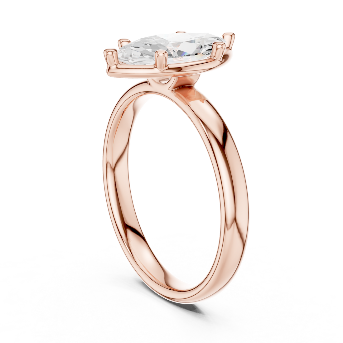 Marquise Cut Solitaire Engagement Ring with Sculpted Band