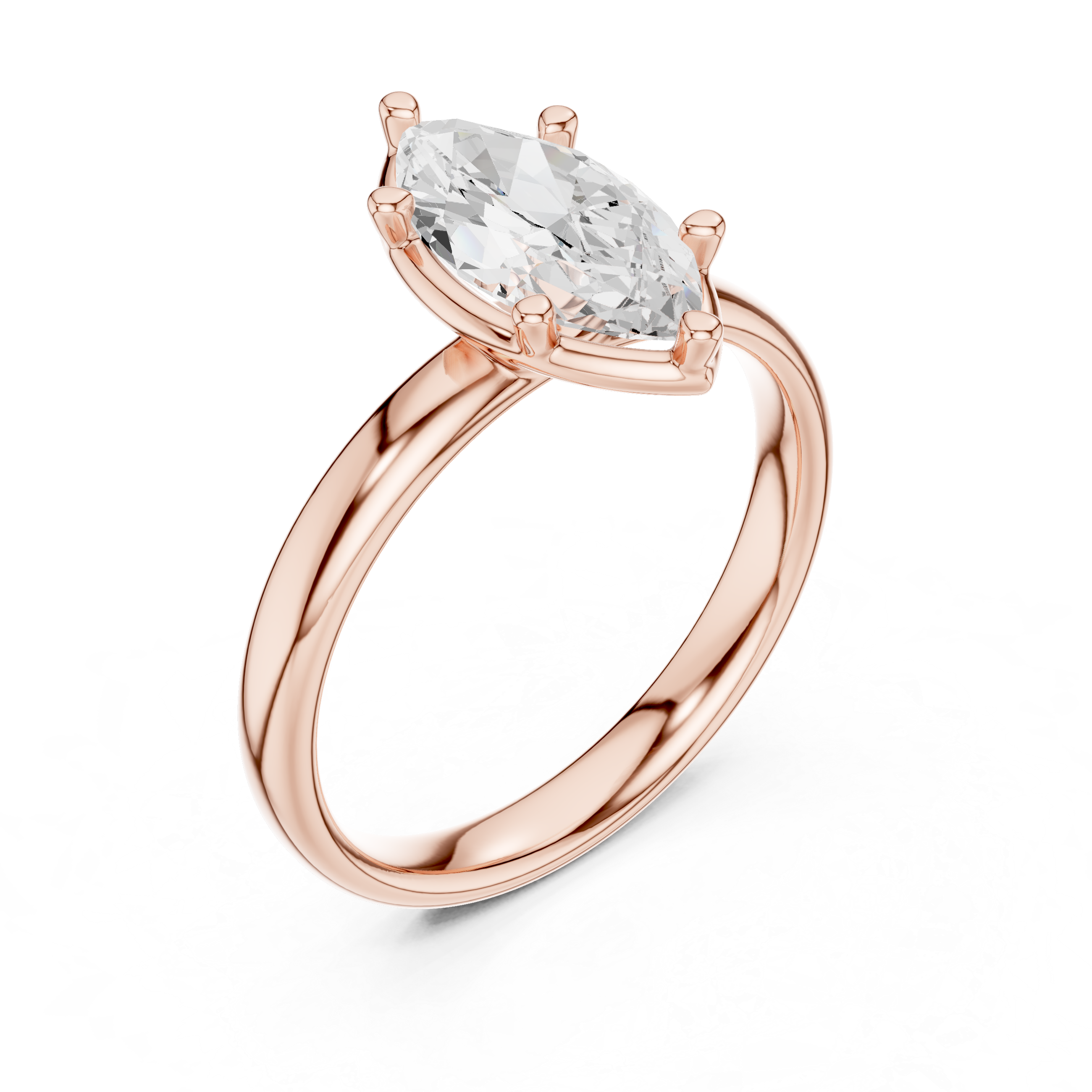 Marquise Cut Solitaire Engagement Ring with Sculpted Band